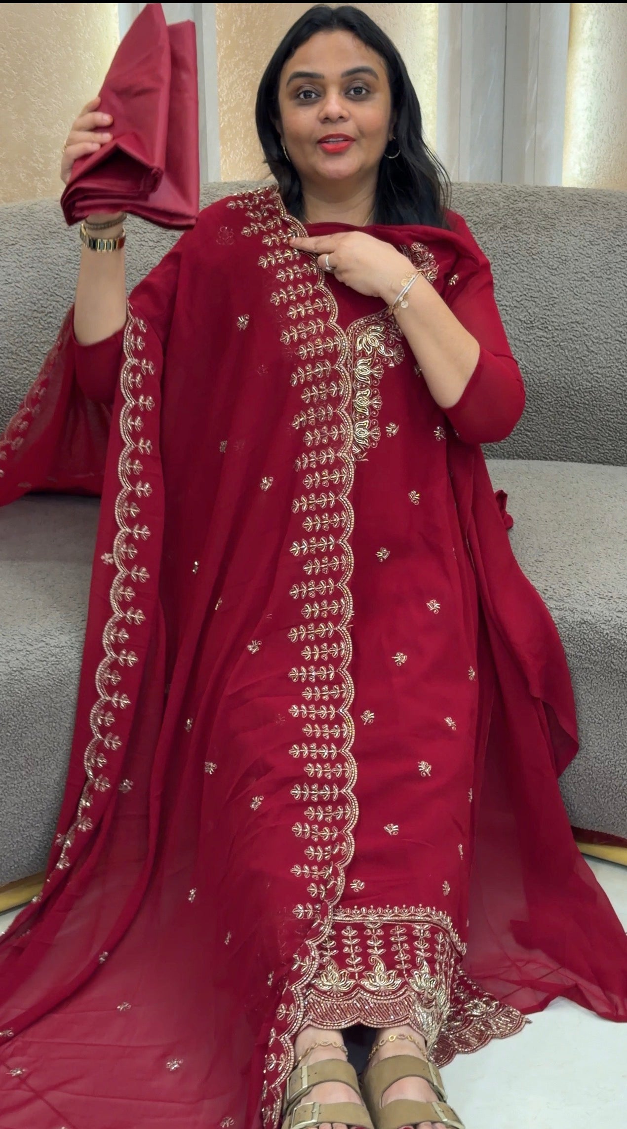 FAUX GEORGETTE UNSTITCHED SALWAR SUITS - IHA 32950