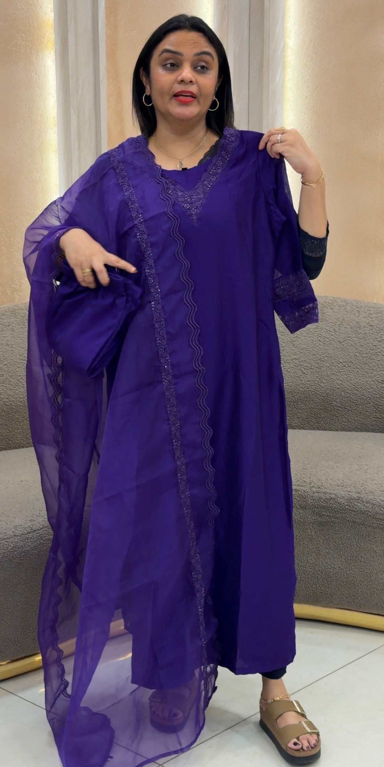 SEMI RAW SILK TOP ,BOTTOM AND DUPATTA - IHA 33209