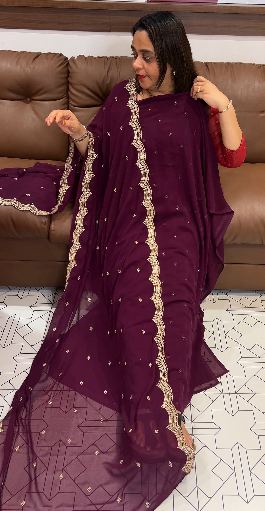 FAUX GEORGETTE UNSTITCHED SALWAR SUITS - IHA 24382