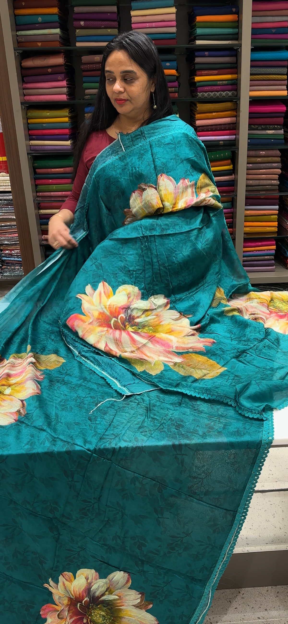 PRINTED CRAPE SAREES - IHA 35581