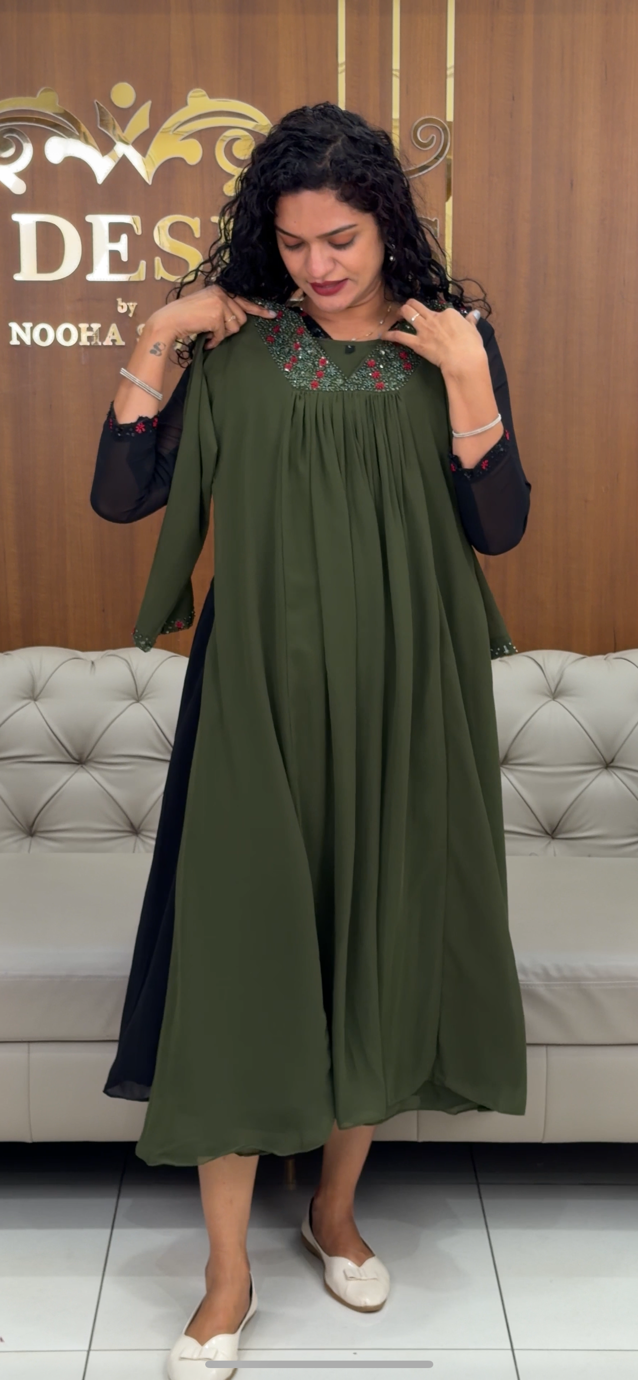 FAUX GEORGETTE HAND WORKED TOPS - IHA 29368