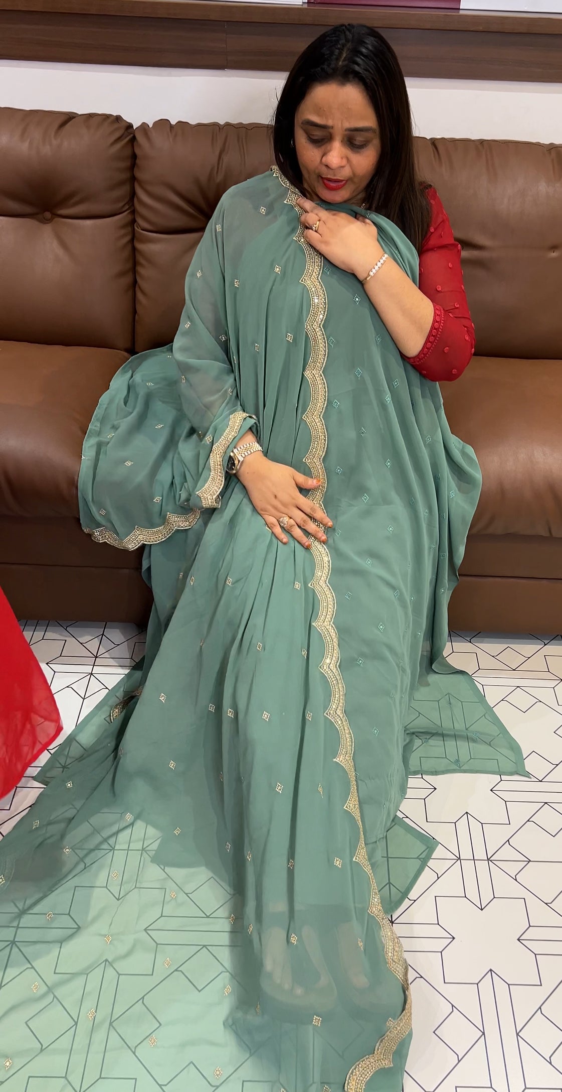 FAUX GEORGETTE UNSTITCHED SALWAR SUITS - IHA 24382