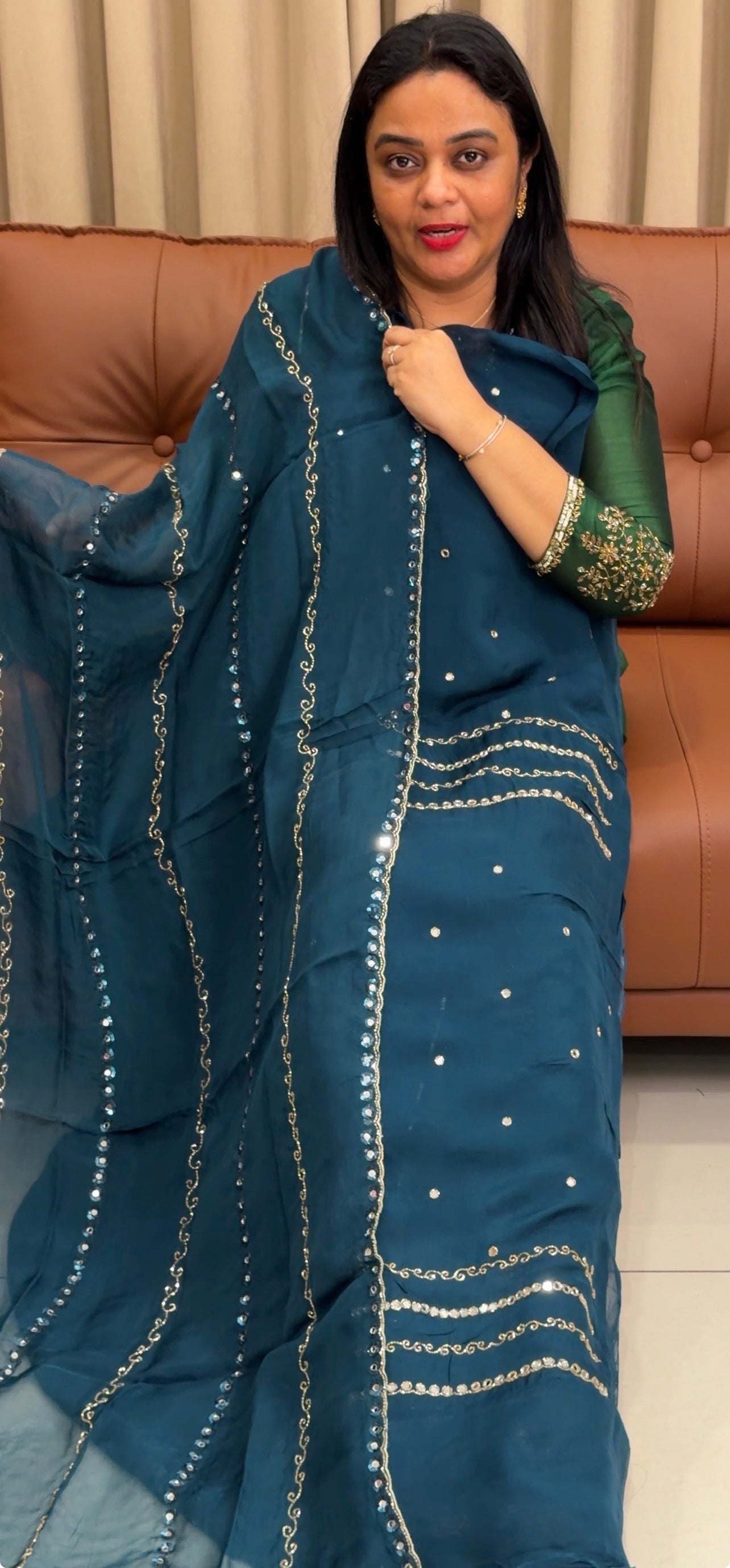 VISCOSE ORGANZA UNSTITCHED SALWAR SUITS - IHA 33827