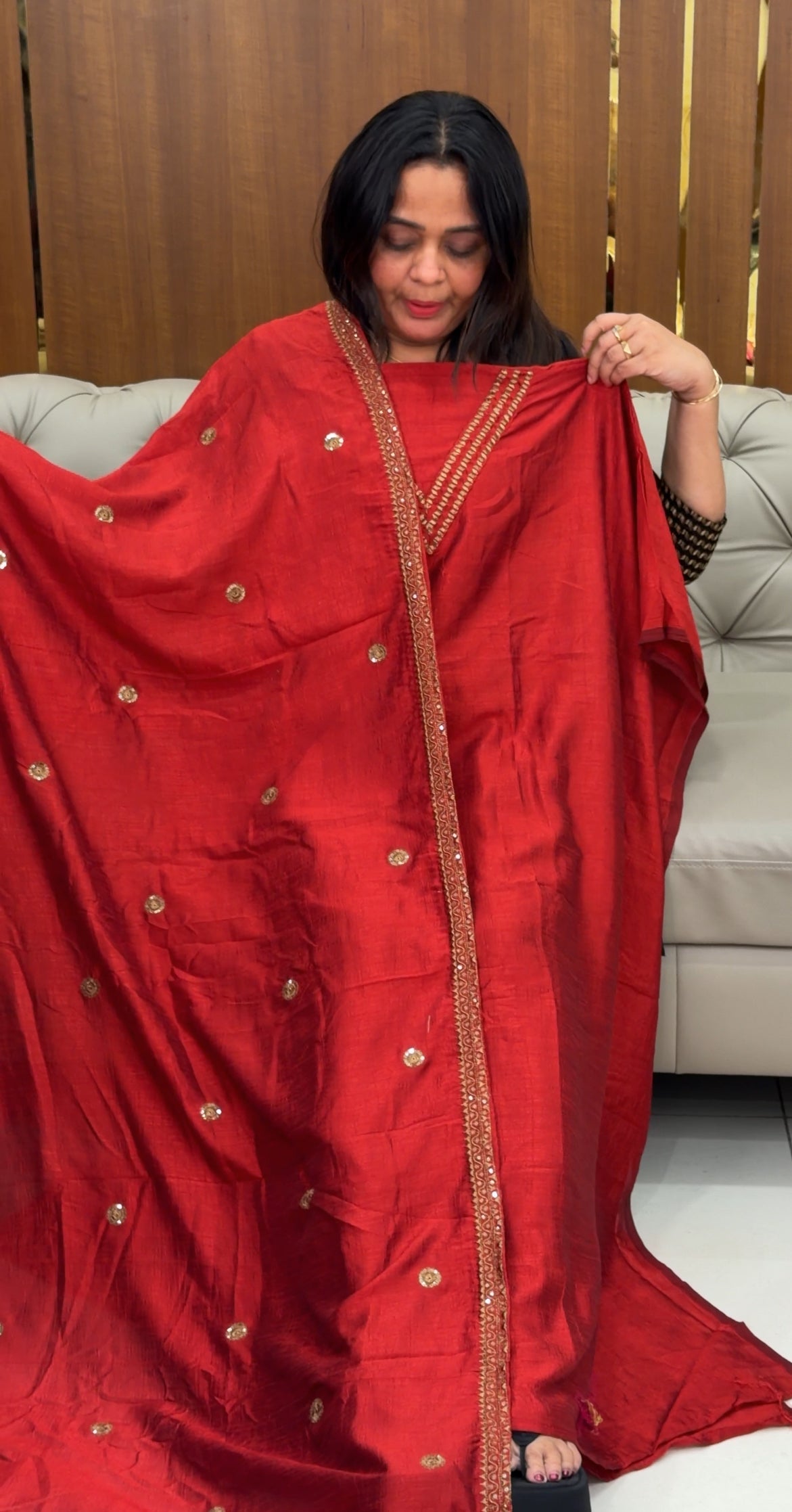 IHA'S IN-HOUSE SEMI RAW SILK TOP,BOTTOM AND DUPATTA - IHA 29258