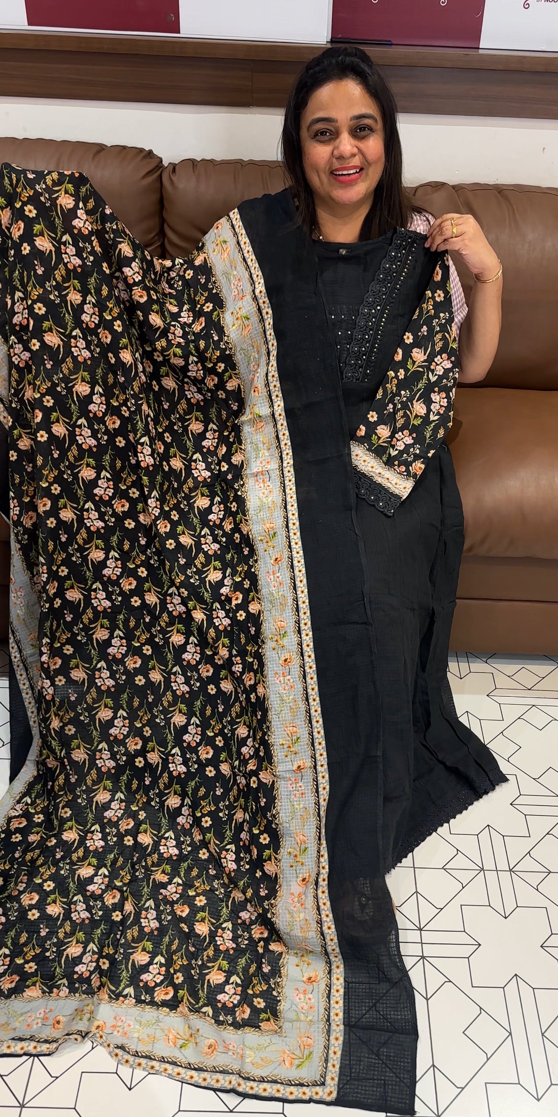 COTTON KOTA ANARKALI TOP,BOTTOM AND DUPATTA - IHA 27836