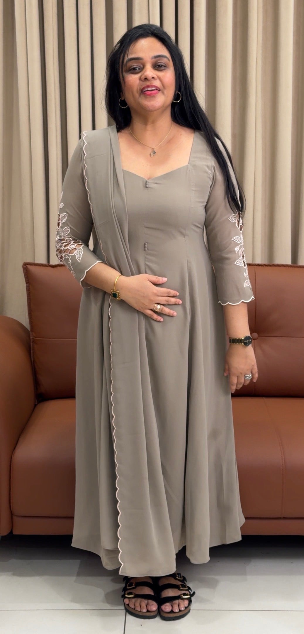 IHA'S IN-HOUSE GEORGETTE ALINE TOP AND DUPATTA - IHA 34943