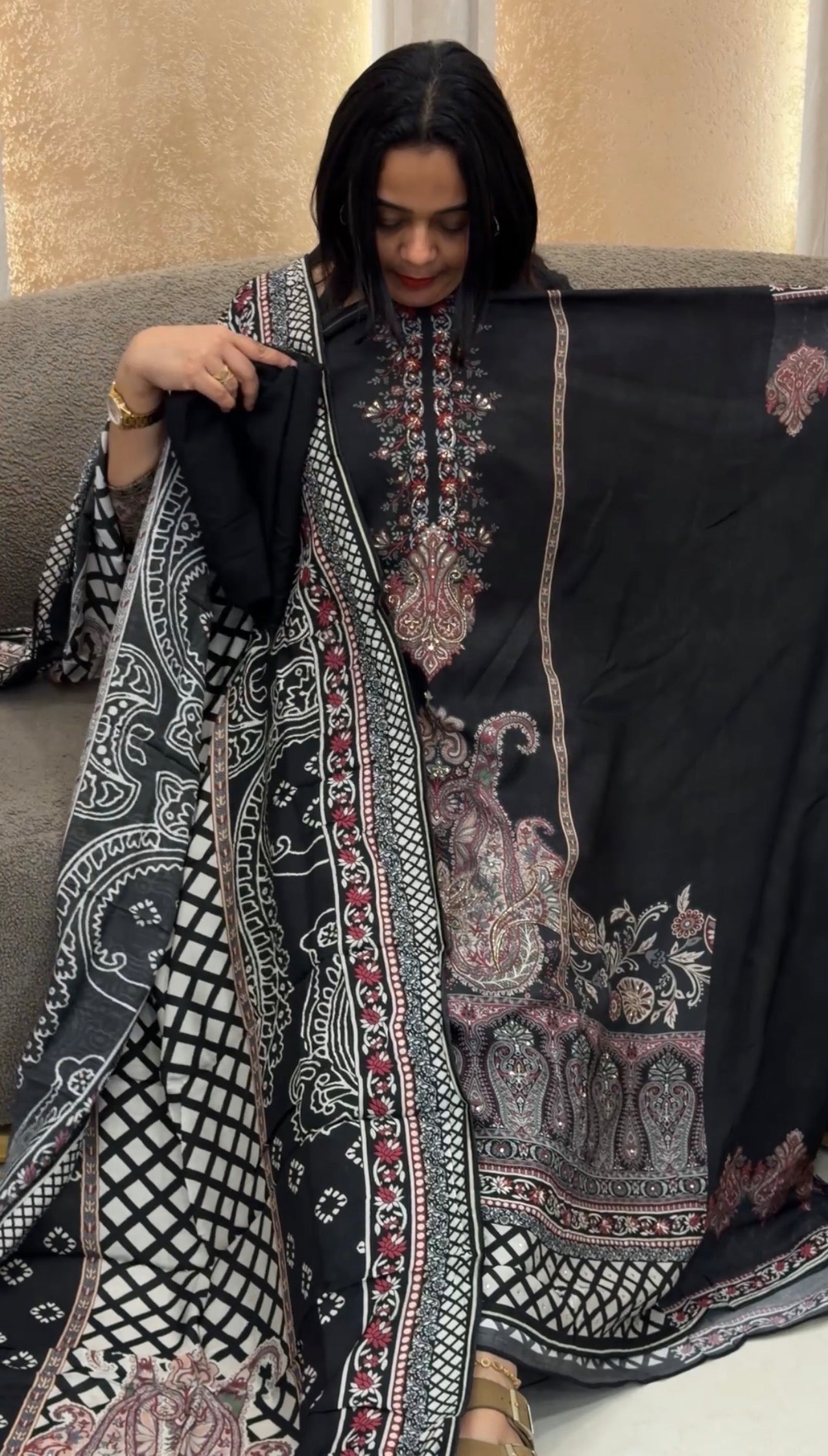PRINTED MUL CHANDERI UNSTITCHED SALWAR SUITS - IHA 32861
