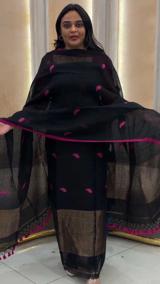 FORWARD LINEN JAMDANI UNSTITCHED SALWAR SUITS - IHA 32924
