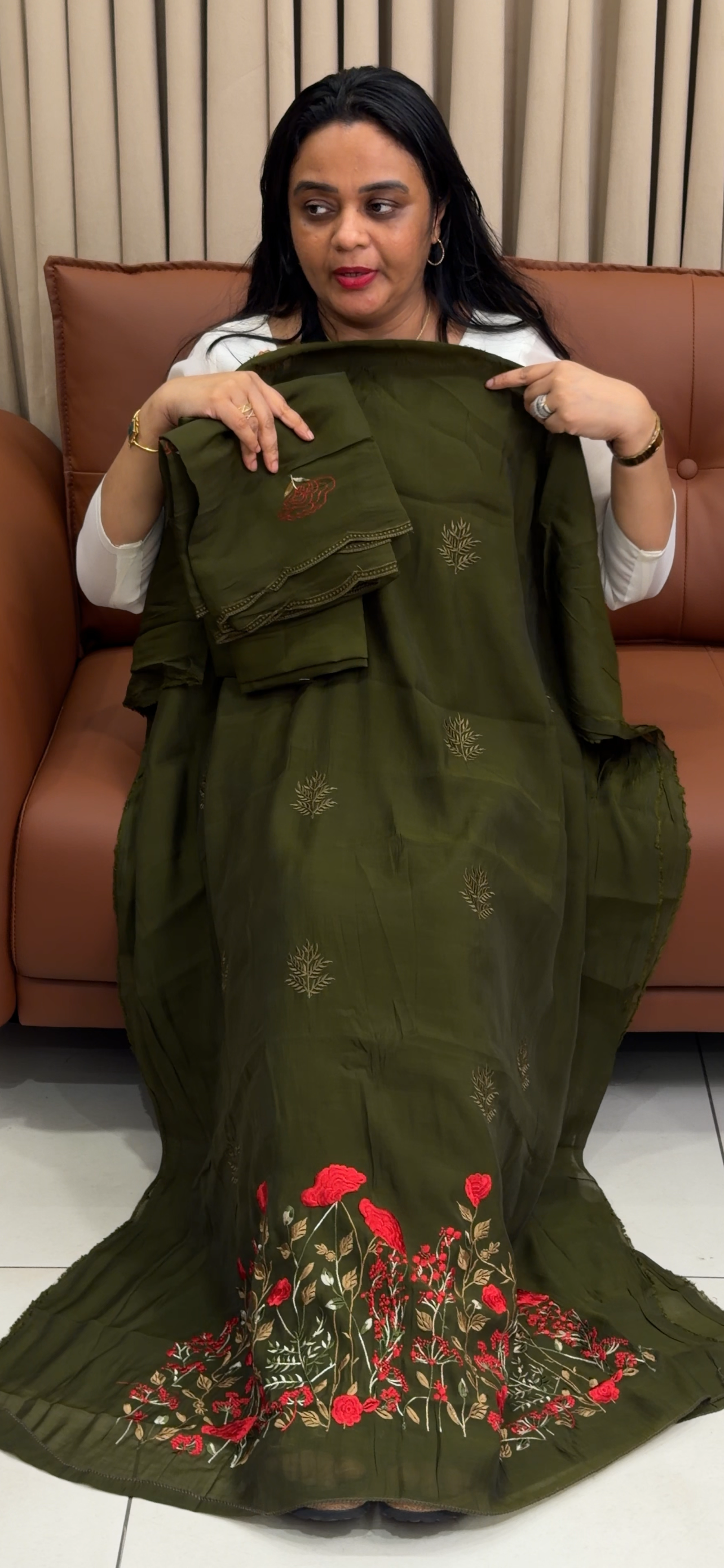 MALAI CHANDERI UNSTITCHED SALWAR SUITS - IHA 34892