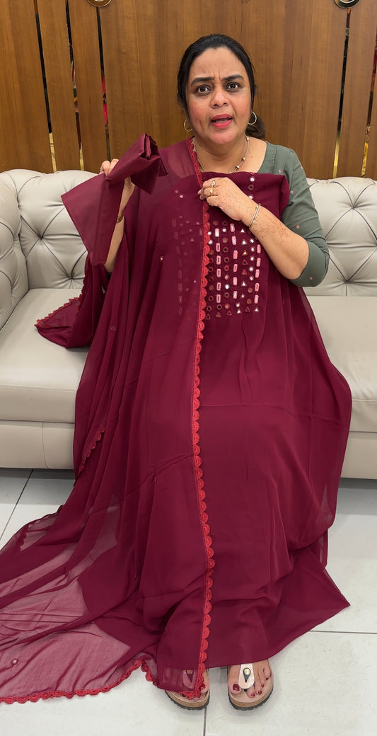 FAUX GEORGETTE UNSTITCHED SALWAR SUITS - IHA 27615