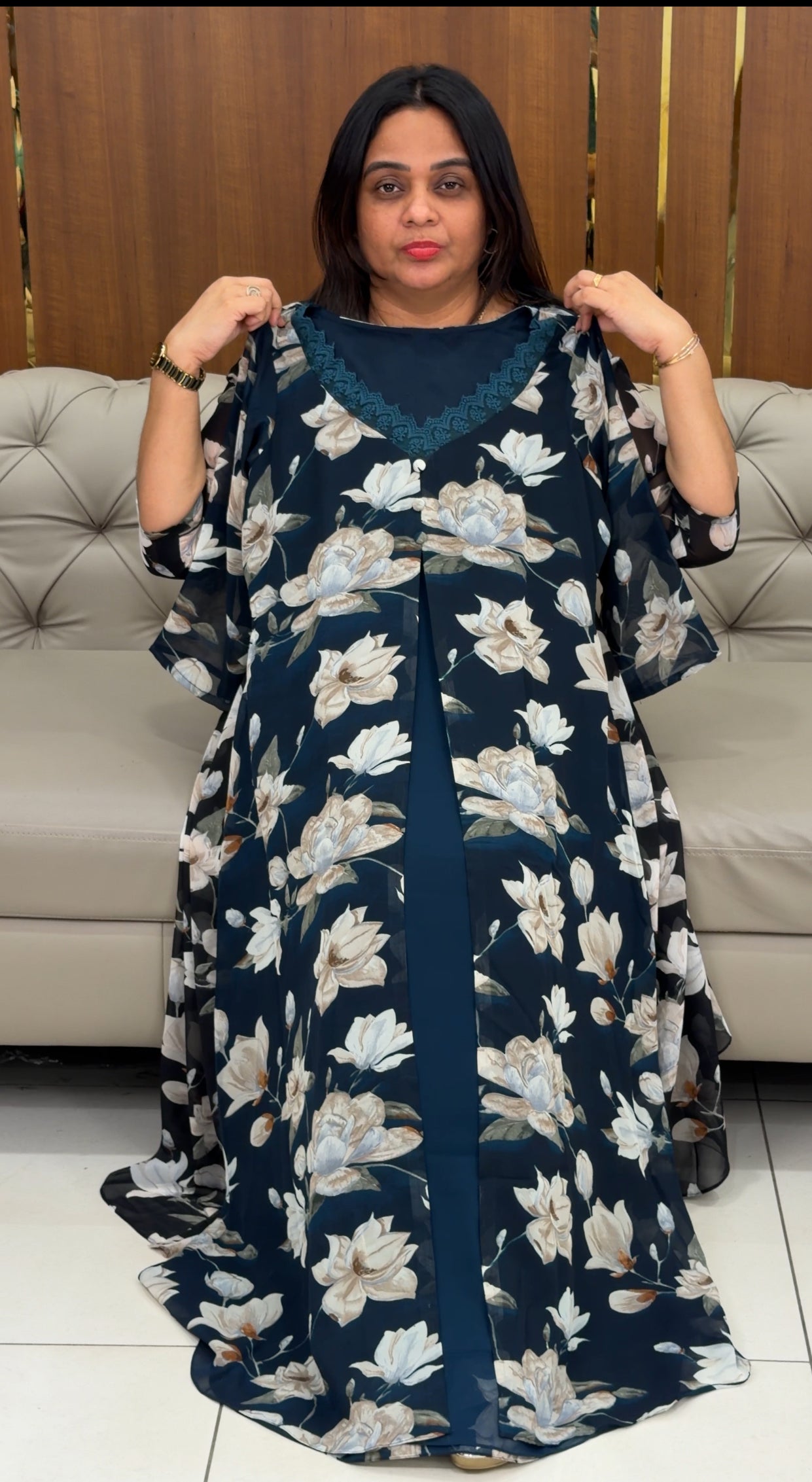 IHA'S IN-HOUSE FLORAL PRINTED ALINE TOPS - IHA 29114