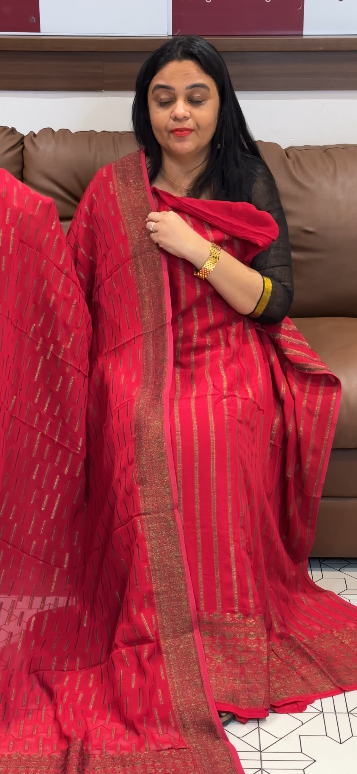 VISCOSE GEORGETTE UNSTITCHED SALWAR SUITS - IHA 35512