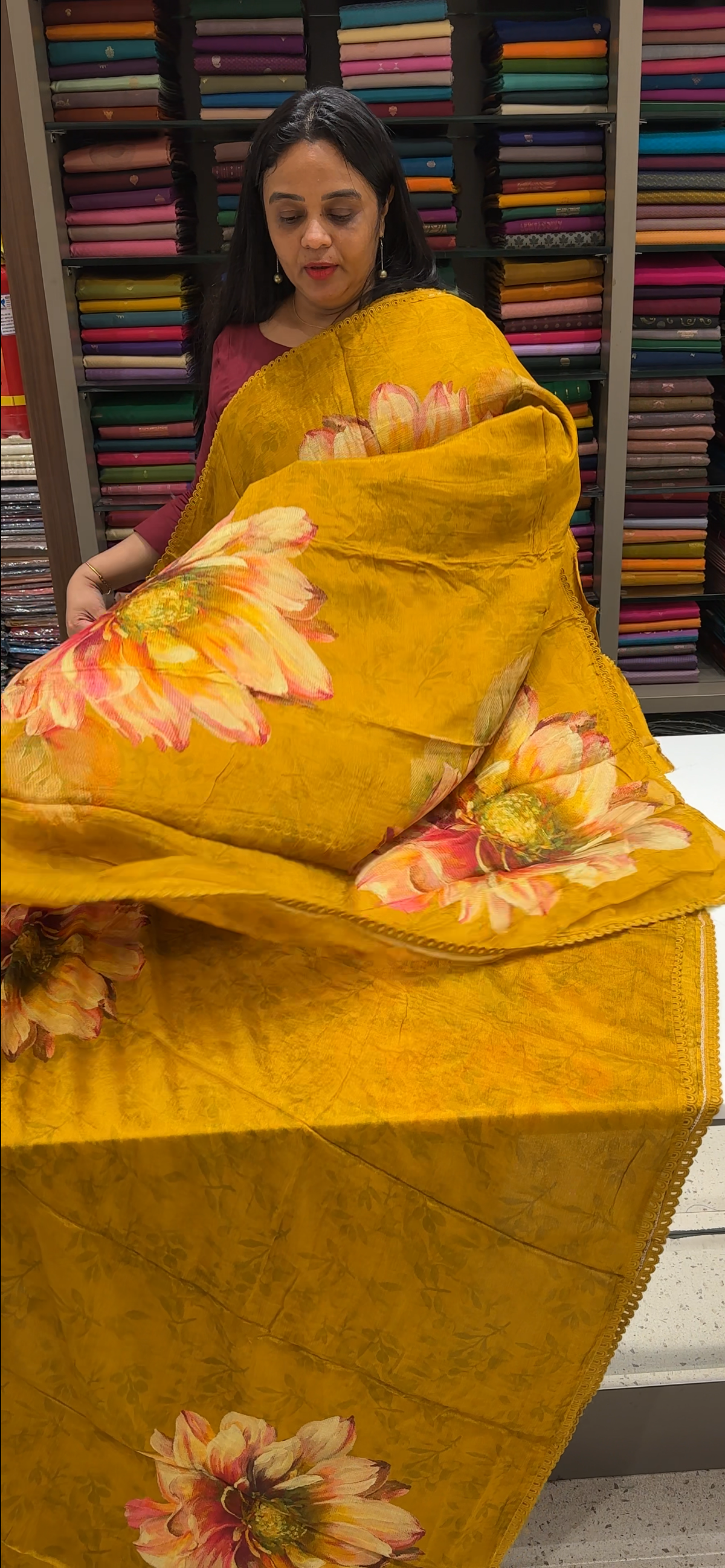 PRINTED CRAPE SAREES - IHA 35581