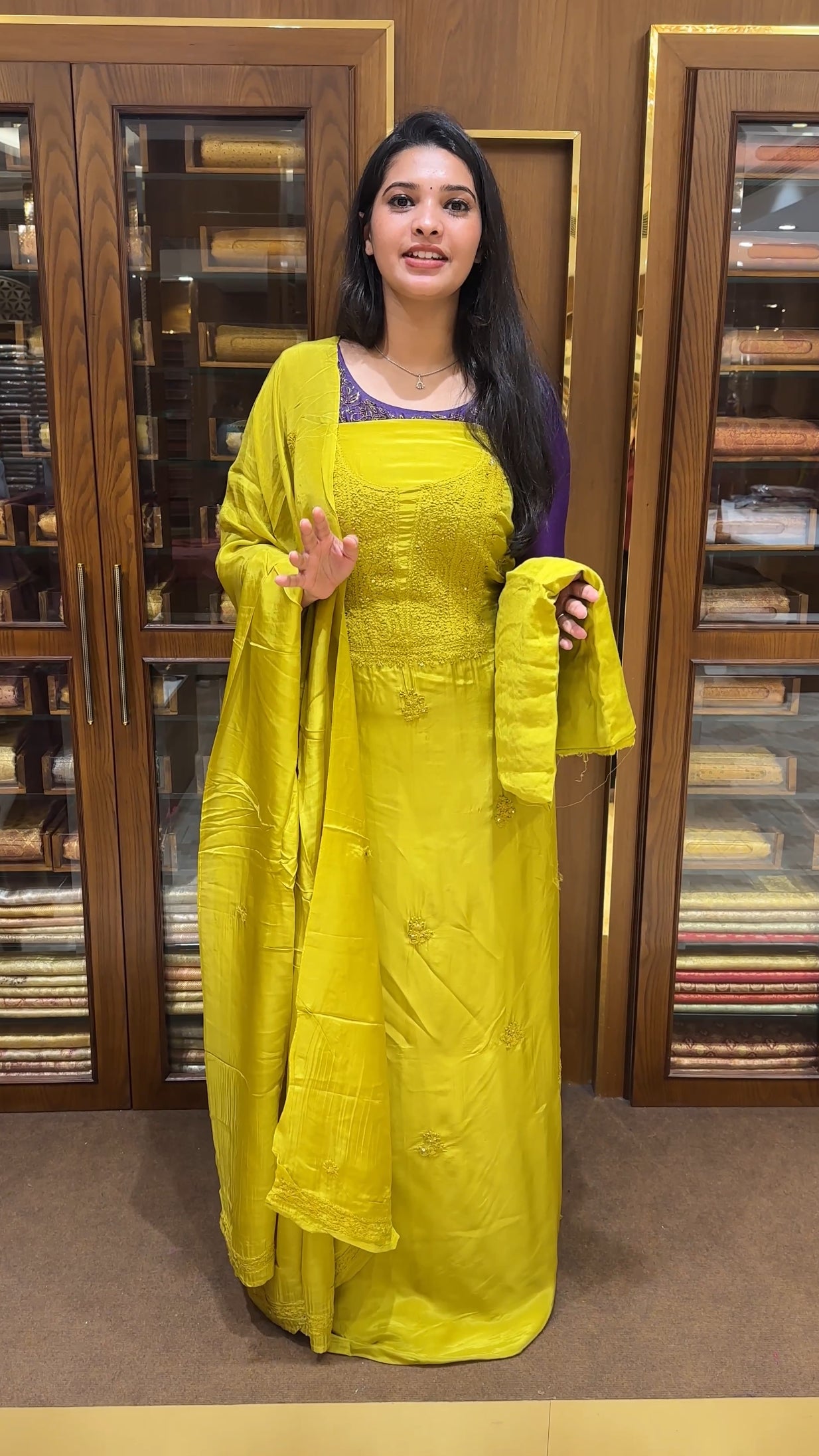 CRAPE SILK CHIKANKARI UNSTITCHED SALWAR SUITS - IHA 25133