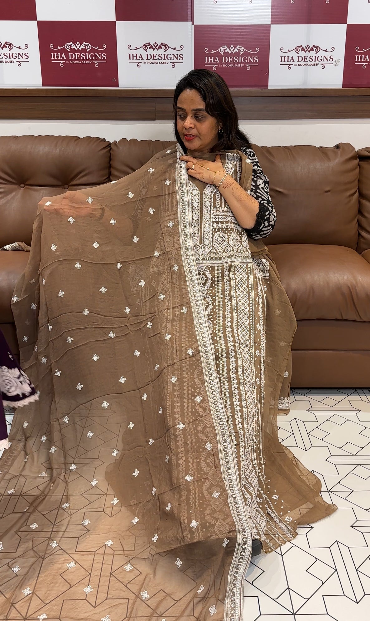 LUCKNOWI CHIKKANKARI UNSTITCHED SALWAR SUITS - IHA 24037