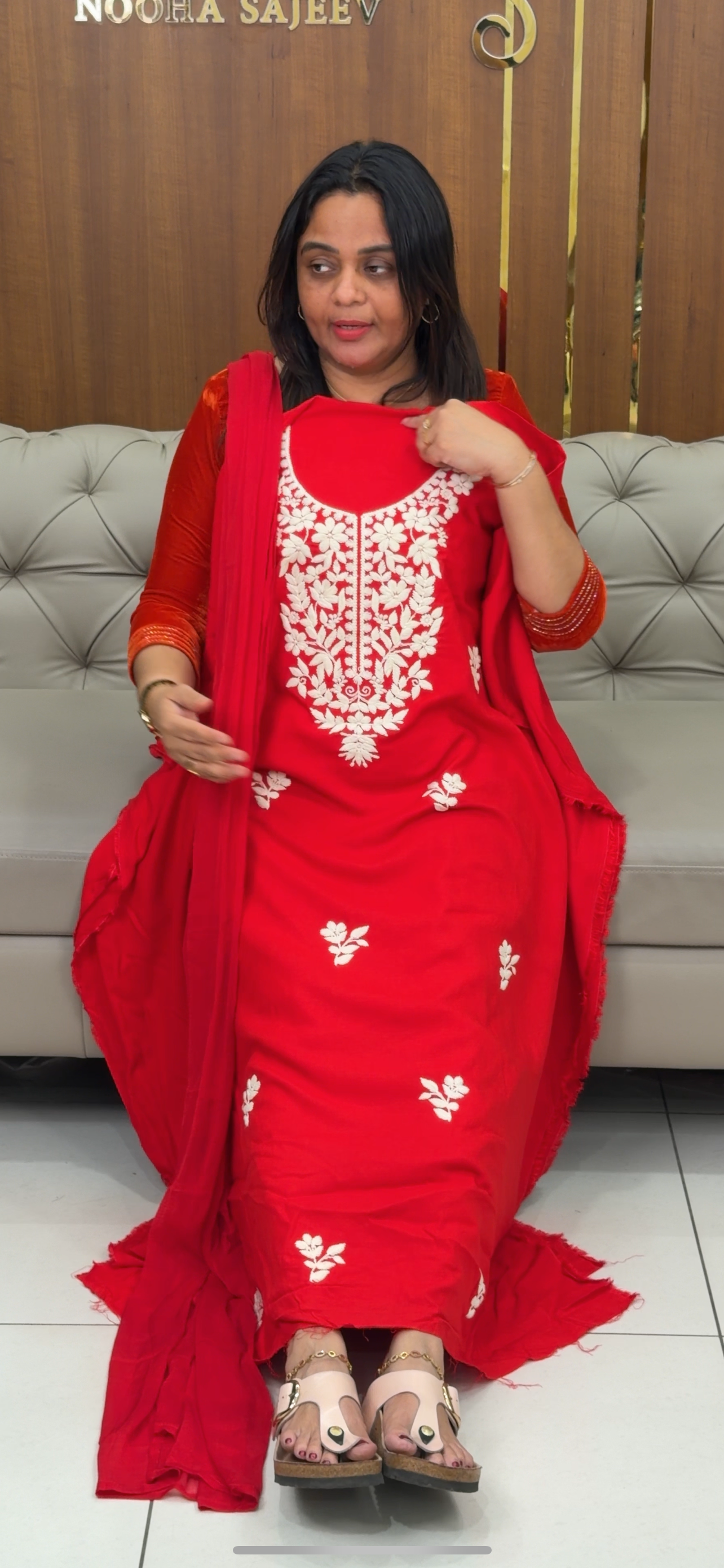 CHIKANKARI UNSTITCHED SALWAR SUITS  - IHA 29402