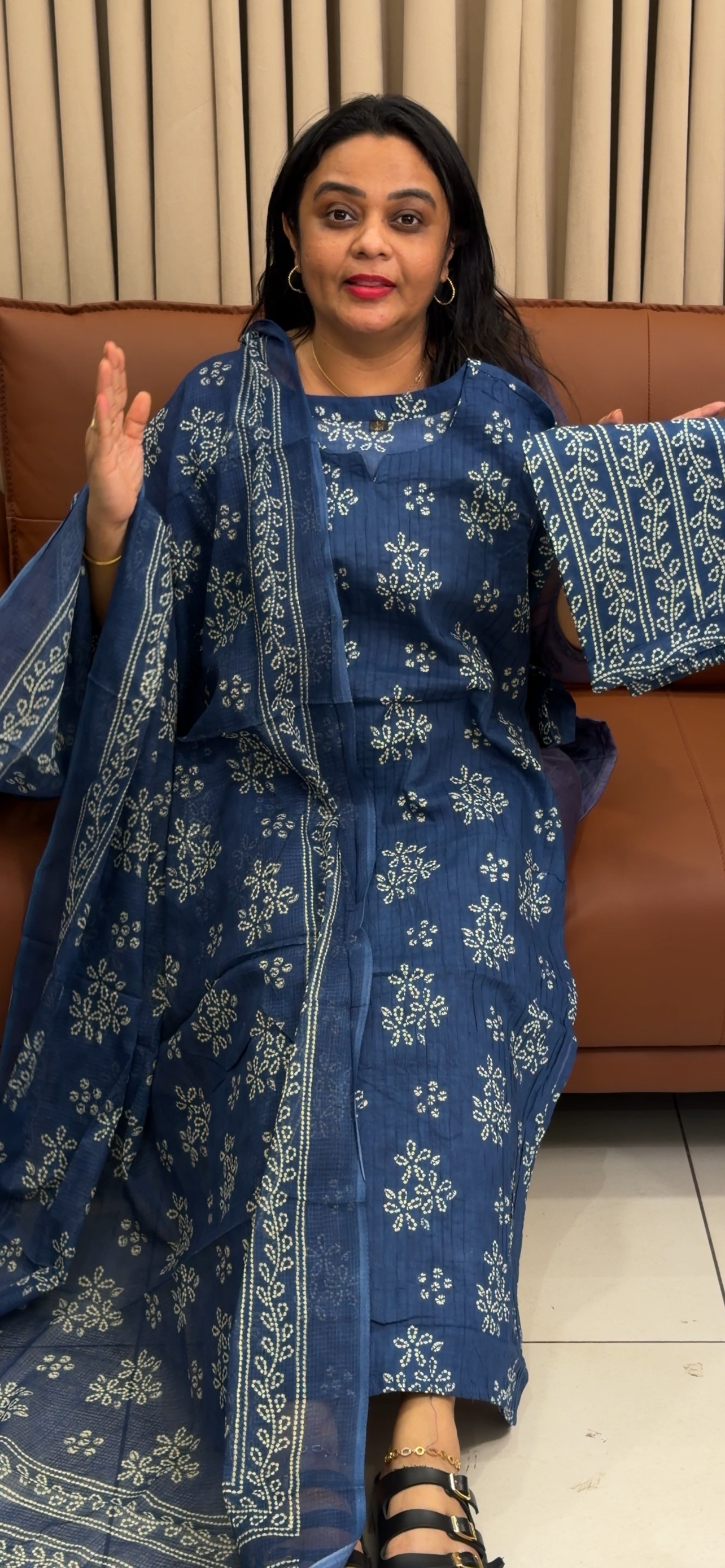 COTTON TOP, BOTTOM AND DUPATTA - IHA 34887