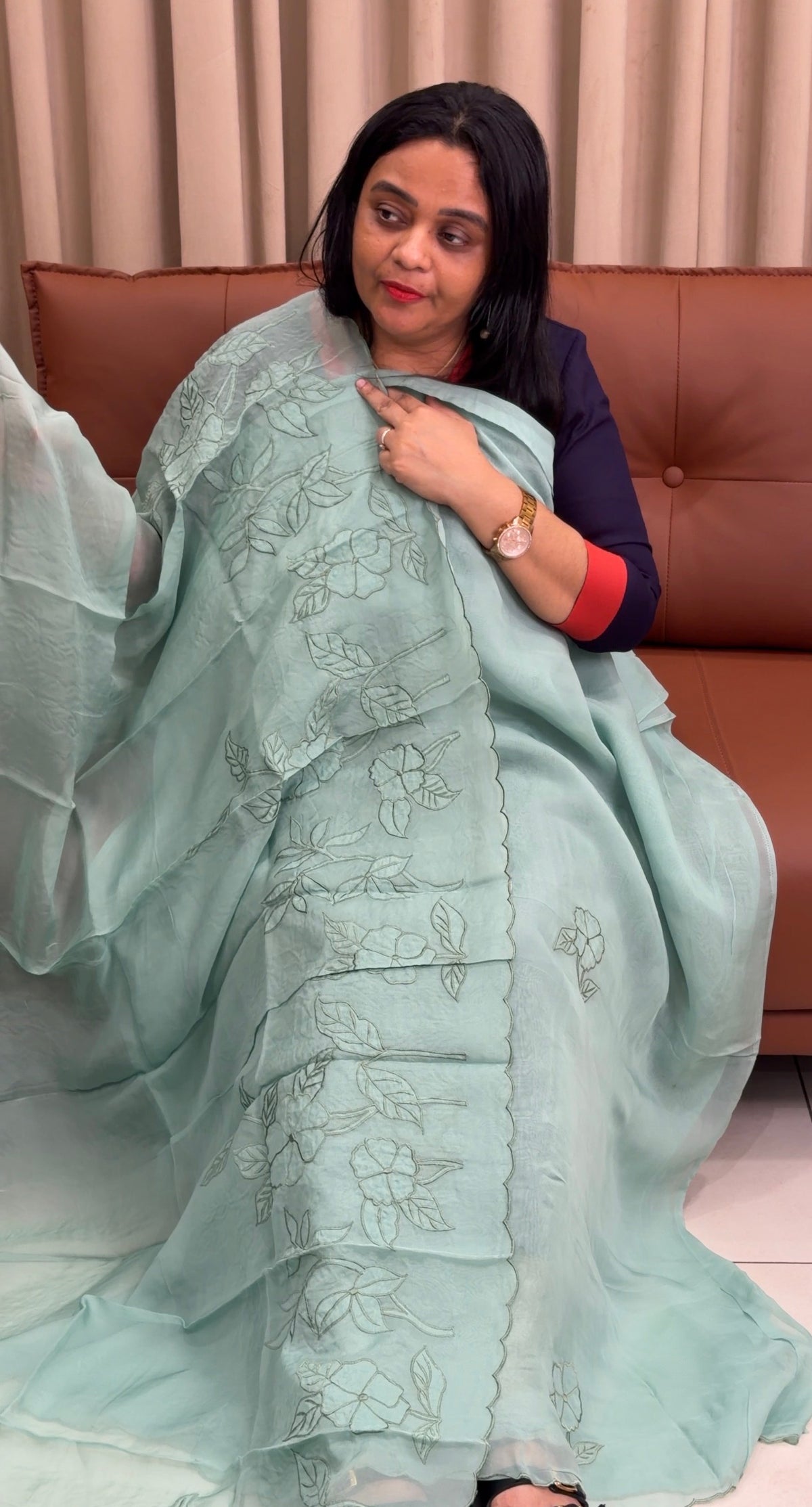 VISCOSE ORGANZA UNSTITCHED SALWAR SUITS - IHA 35405