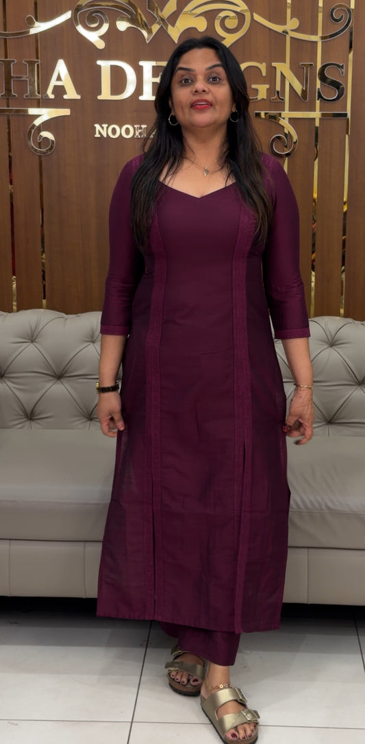 IHA'S IN-HOUSE SLUB SILK TOP AND BOTTOM - IHA 31857