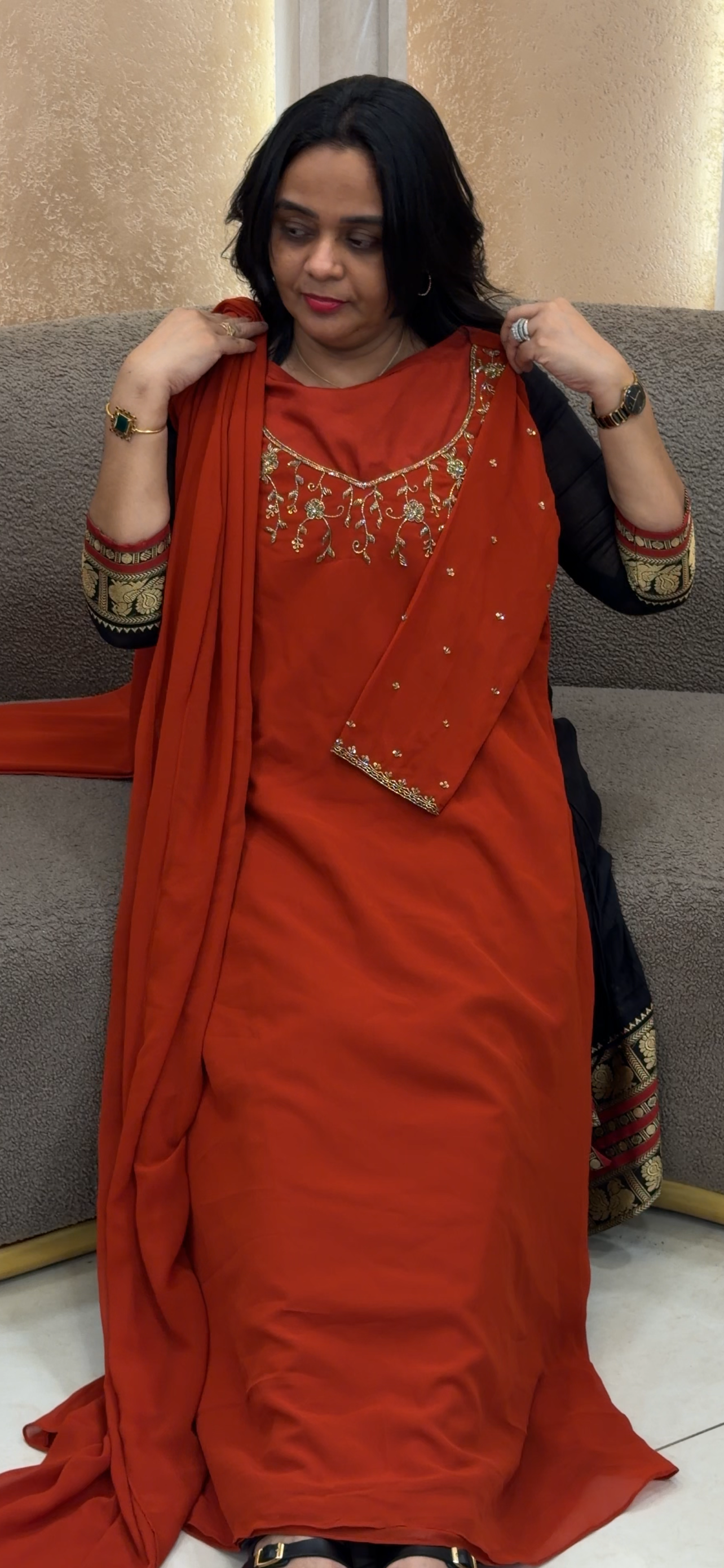 IHA'S IN-HOUSE FAUX GEORGETTE TOP AND DUPATTA - IHA 35174