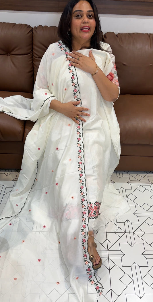 SEMI RAW SILK UNSTITCHED SALWAR SUITS - IHA 26319
