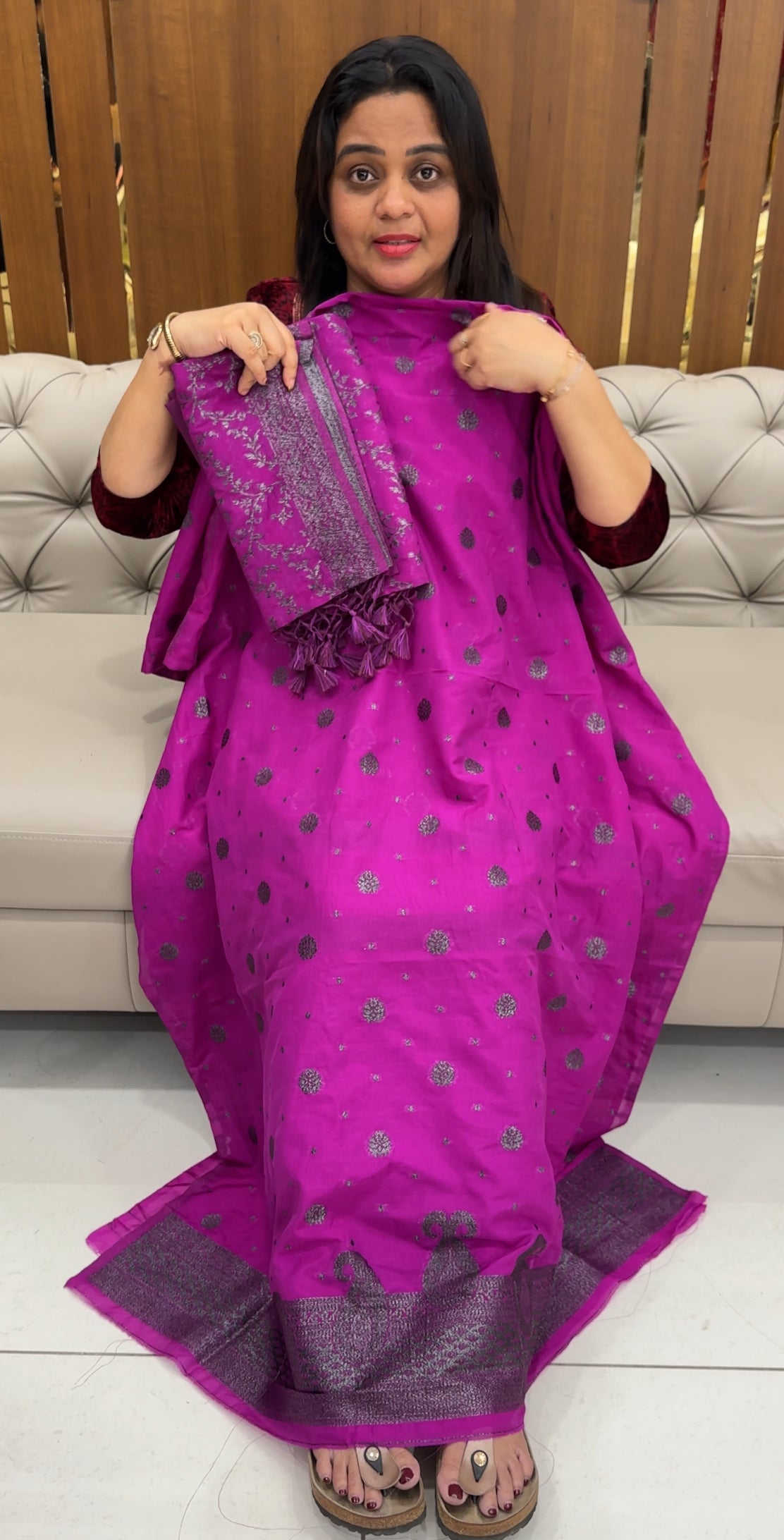 SEMI BANARASI UNSTITCHED SALWAR SUITS - IHA 26393