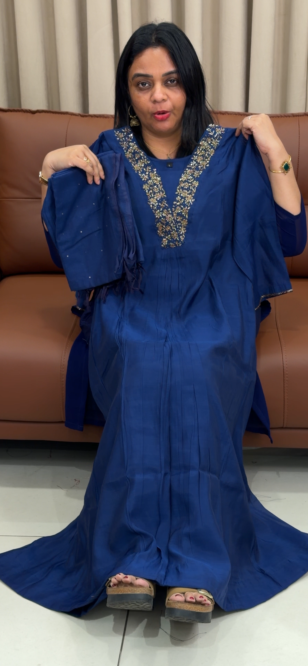 MUL CHANDERI ALINE TOP, BOTTOM AND DUPATTA - IHA 33664