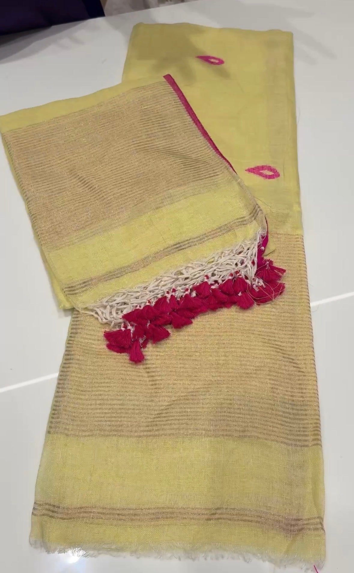HANDLOOM LINEN TOP AND DUPATTA MATERIAL - IHA 35425