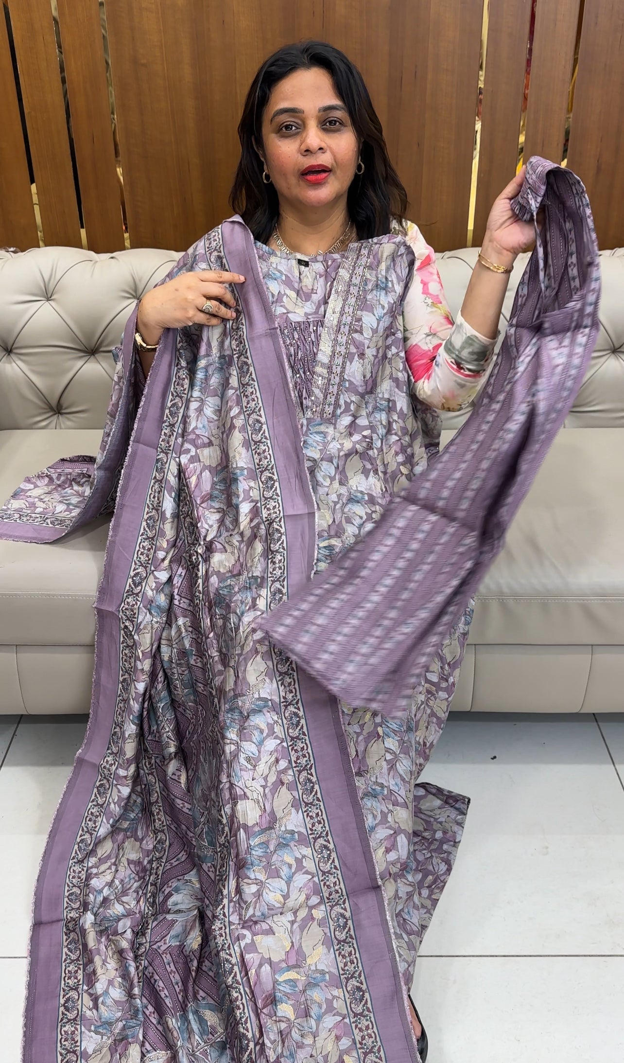 PERINTED MUSLIN TOP, BOTTOM AND DUPATTA - IHA 26109