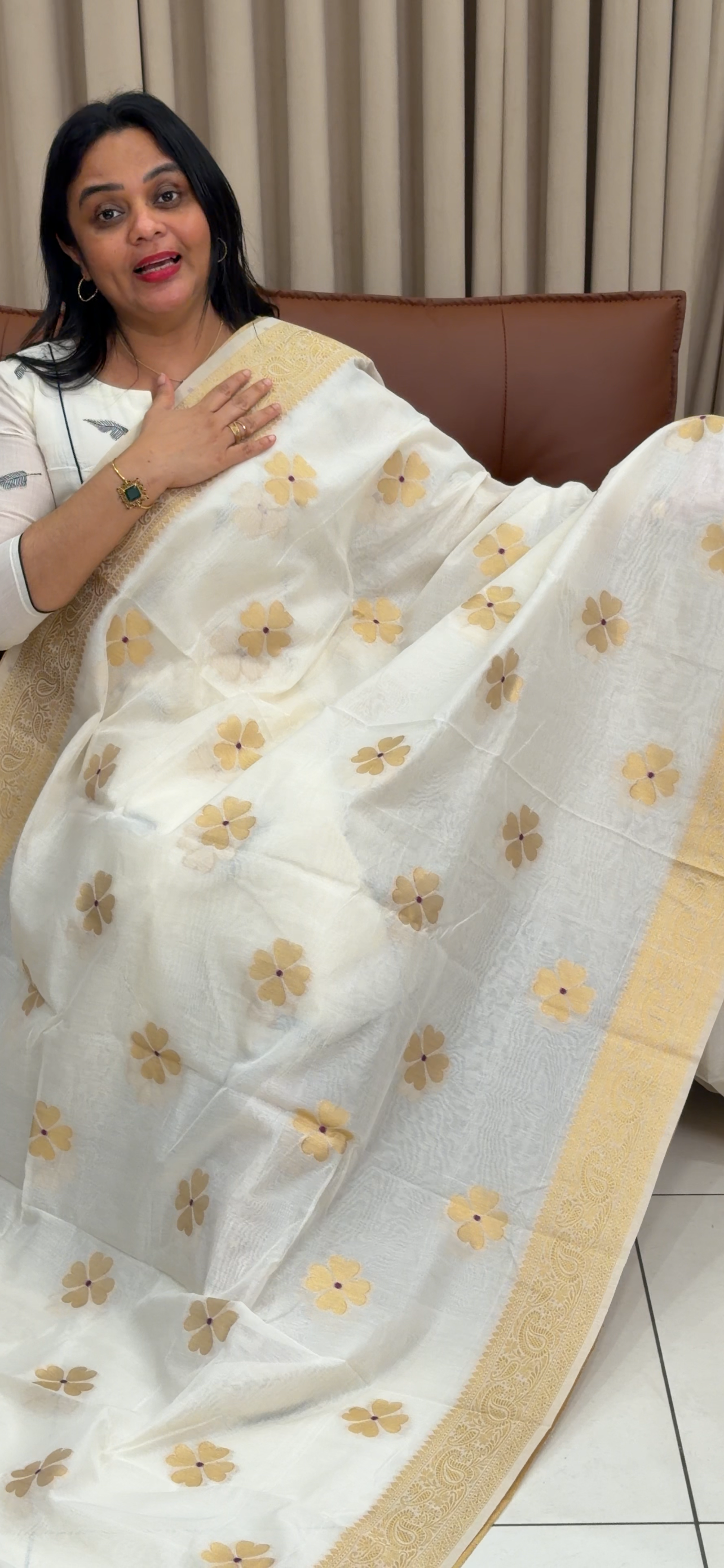 MALAI CHANDERI SAREES - IHA 34239