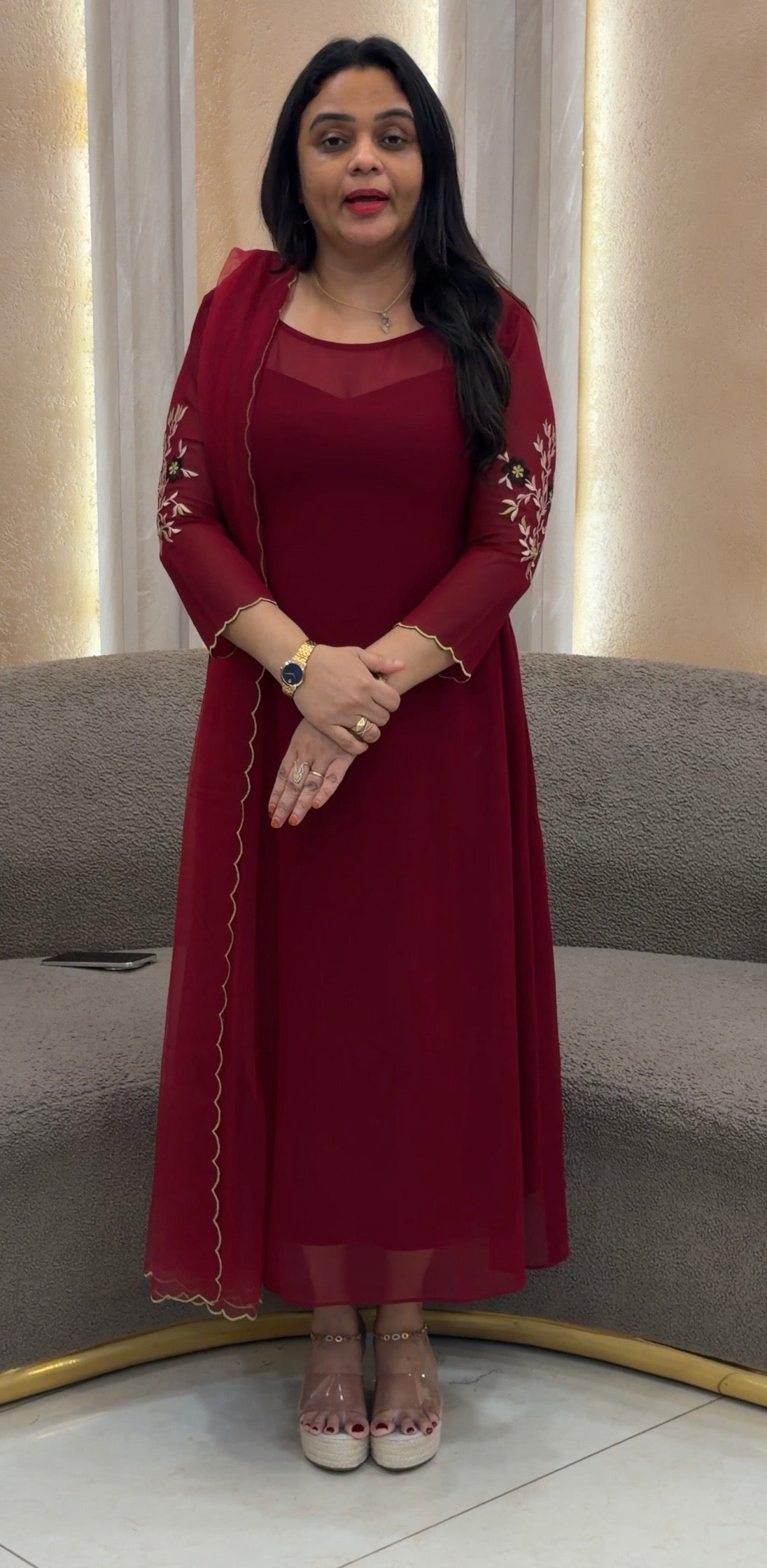 IHA'S IN-HOUSE GEORGETTE ALINE TOP AND DUPATTA - IHA 33362