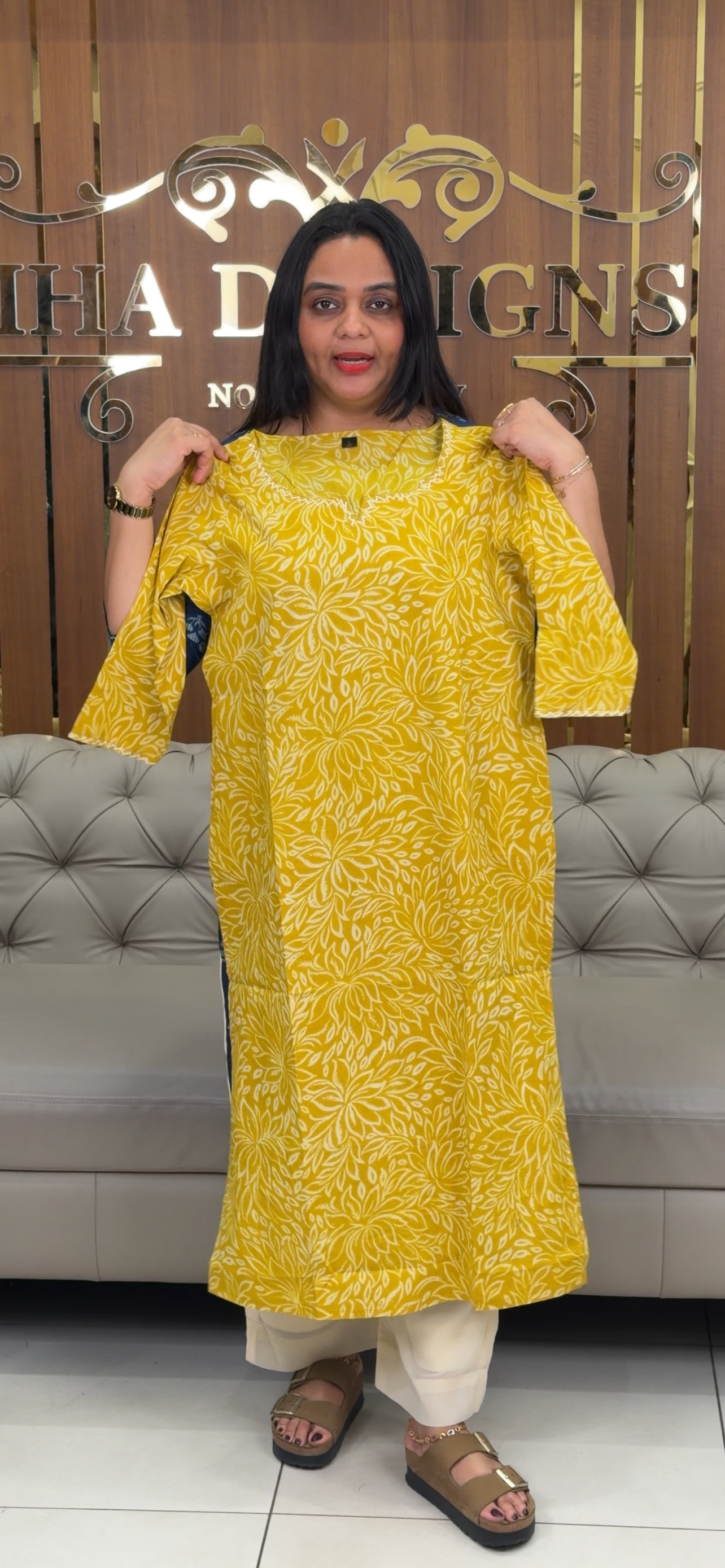 COTTON LONG SLITTED TOPS - IHA 32823
