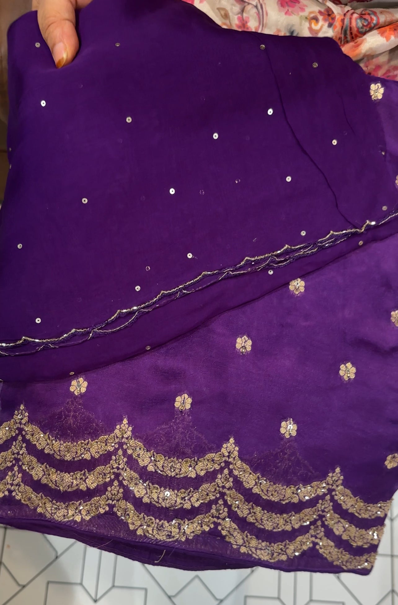 HAND WORKED UNSTITCHED SALWAR SUITS - IHA 26149