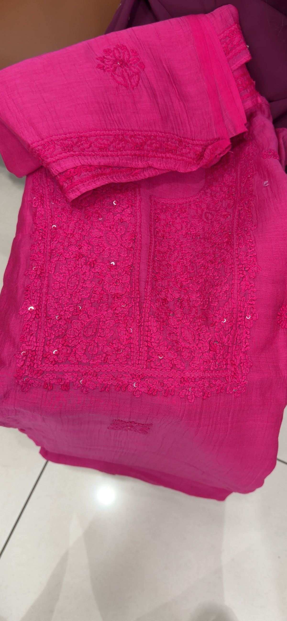 CHIKANKARI UNSTITCHED SALWAR SUITS - IHA 35801