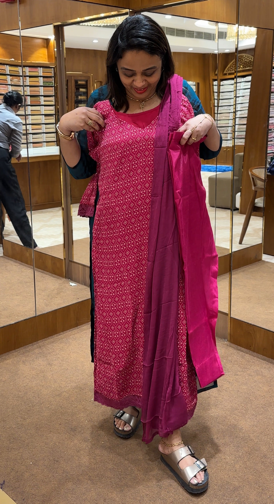 PLATINUM CHIFFON LONG SLITTED TOP, BOTTOM AND DUPATTA - IHA 24621