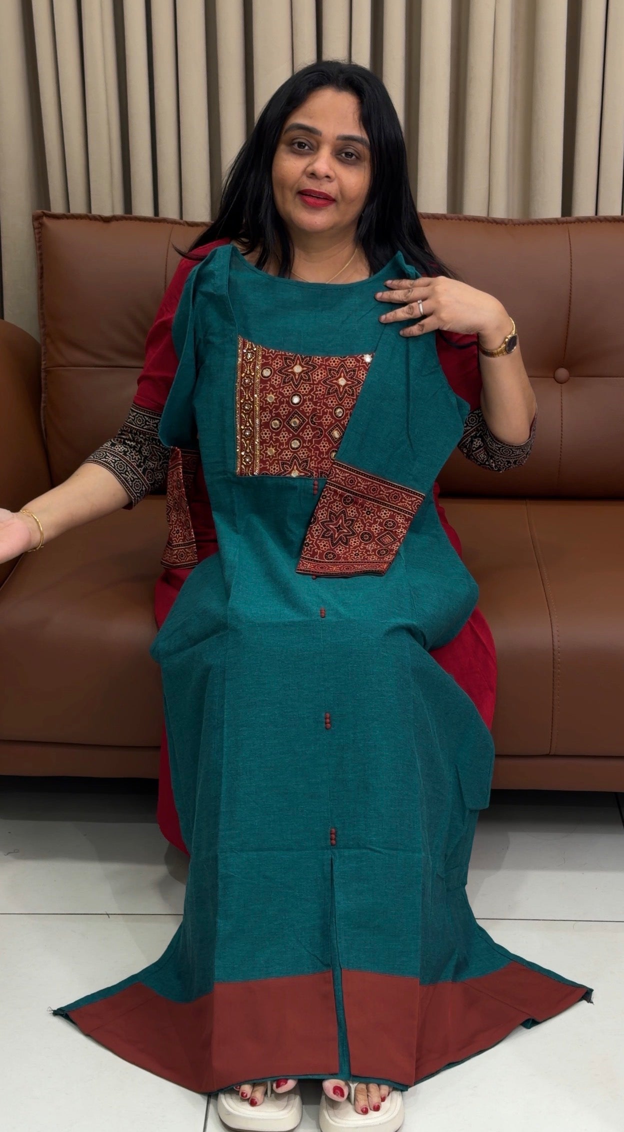 IHA'S IN-HOUSE HANDLOOM COTTON SLITTED  TOPS - IHA 34458