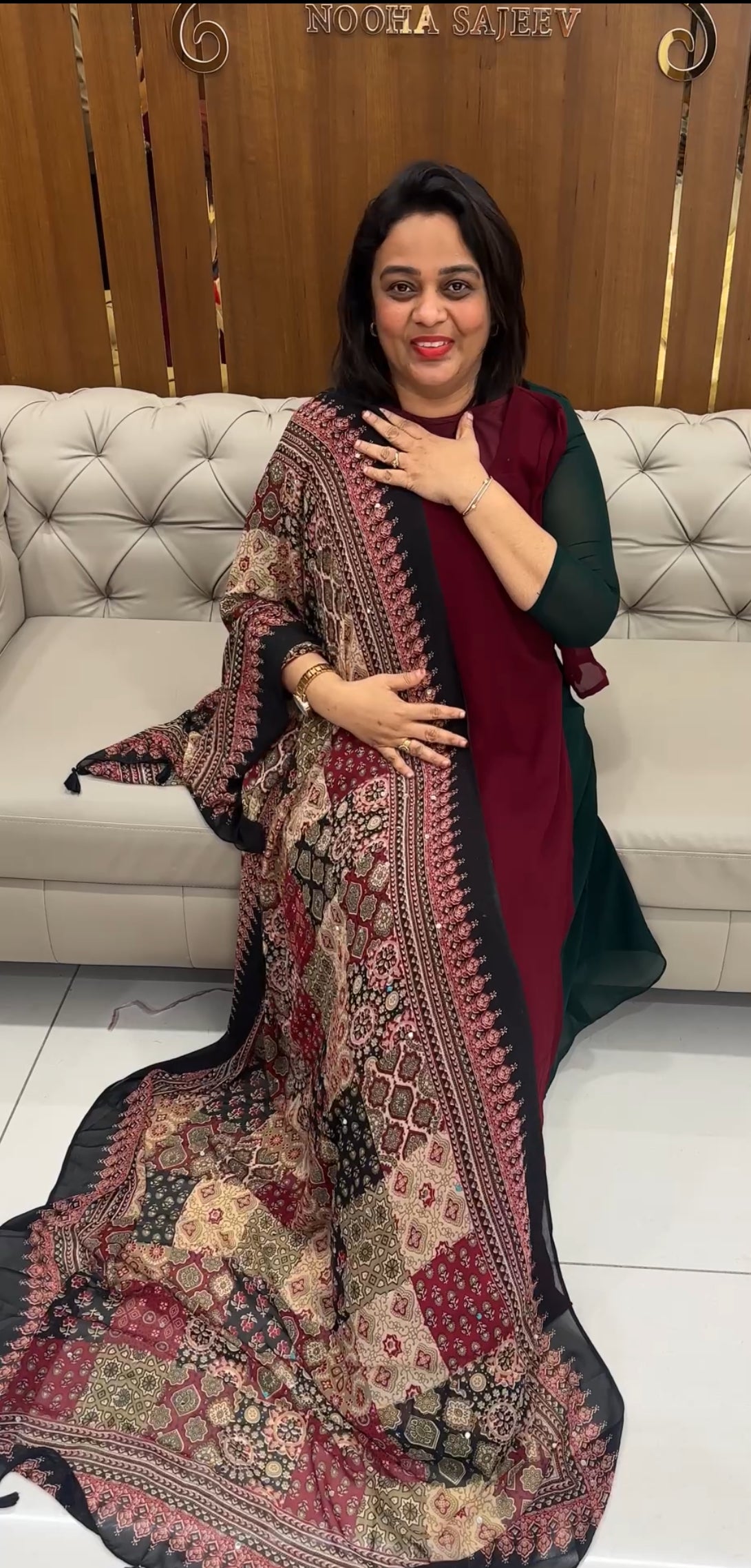IHA'S IN-HOUSE GEORGETTE ALINE TOP AND DUPATTA - IHA 25272