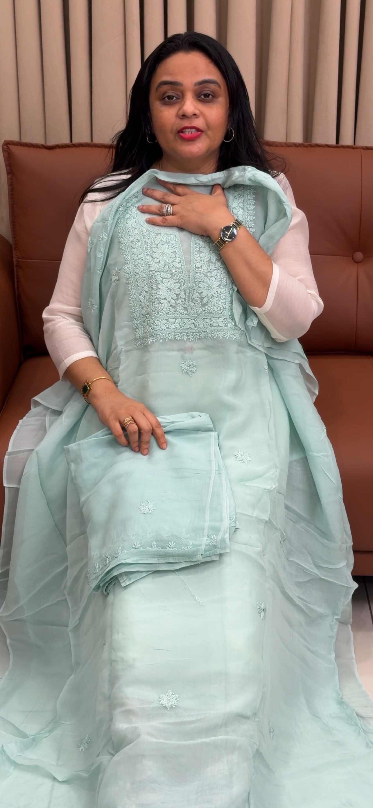 CHIKANKARI UNSTITCHED SALWAR SUITS - IHA 34891