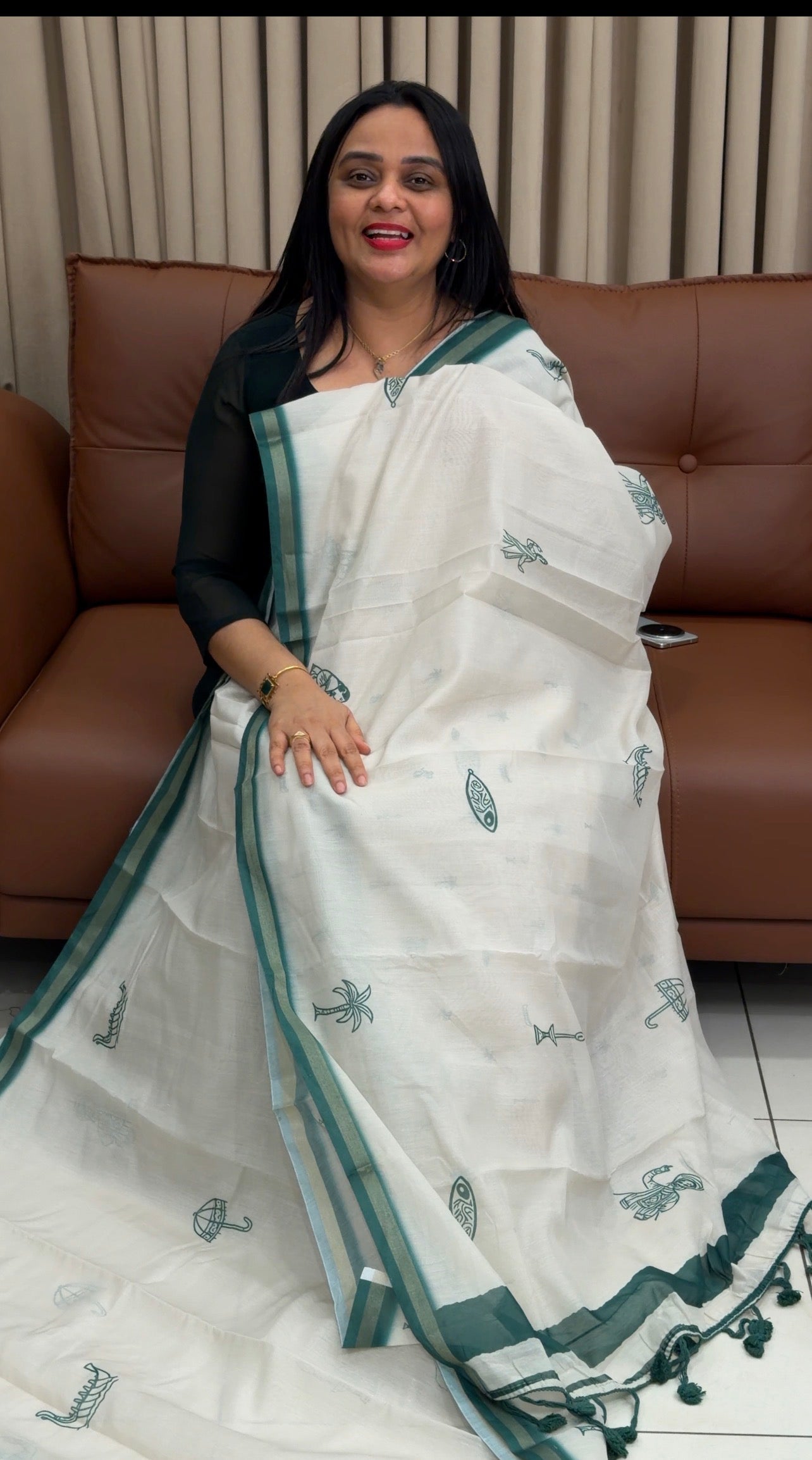MUL CHANDERI SAREES - IHA 34689