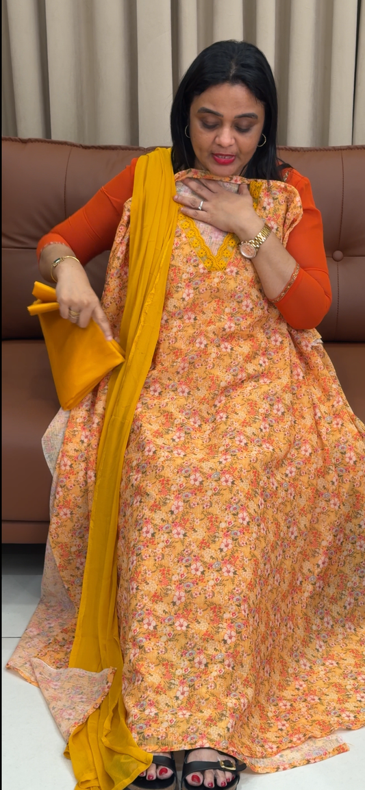 MUL CRUSHED UNSTITCHED SALWAR SUITS - IHA 34276