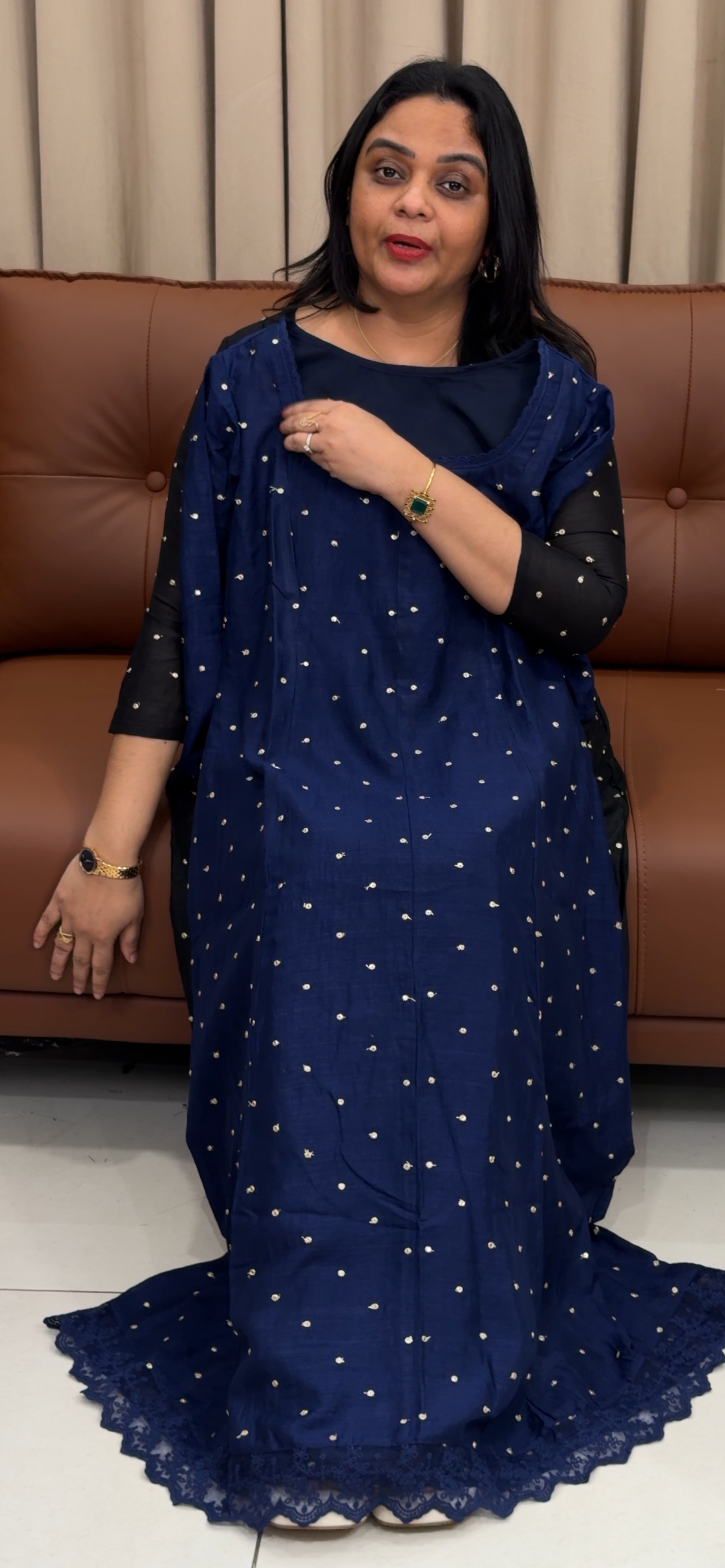 IHA'S IN-HOUSE SEMI RAW SILK ANARKALI TOPS  - IHA 33458