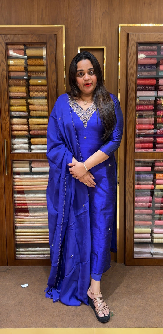 RAW SILK UNSTITCHED SALWAR SUITS - IHA 24102