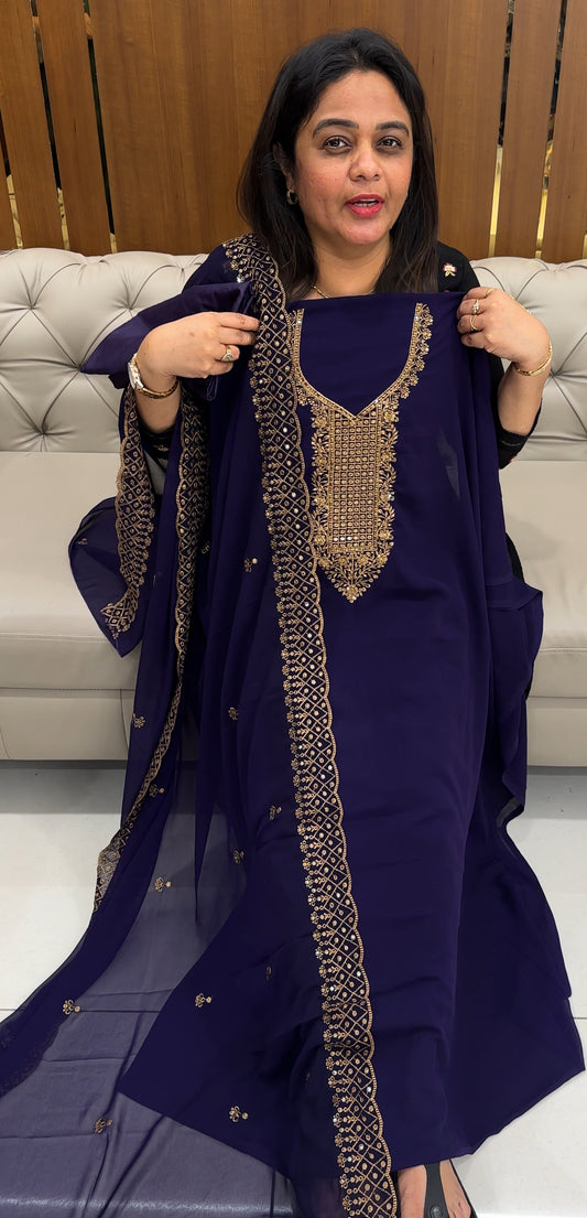 FAUX GEORGETTE UNSTITCHED SALWAR SUITS - IHA 26004