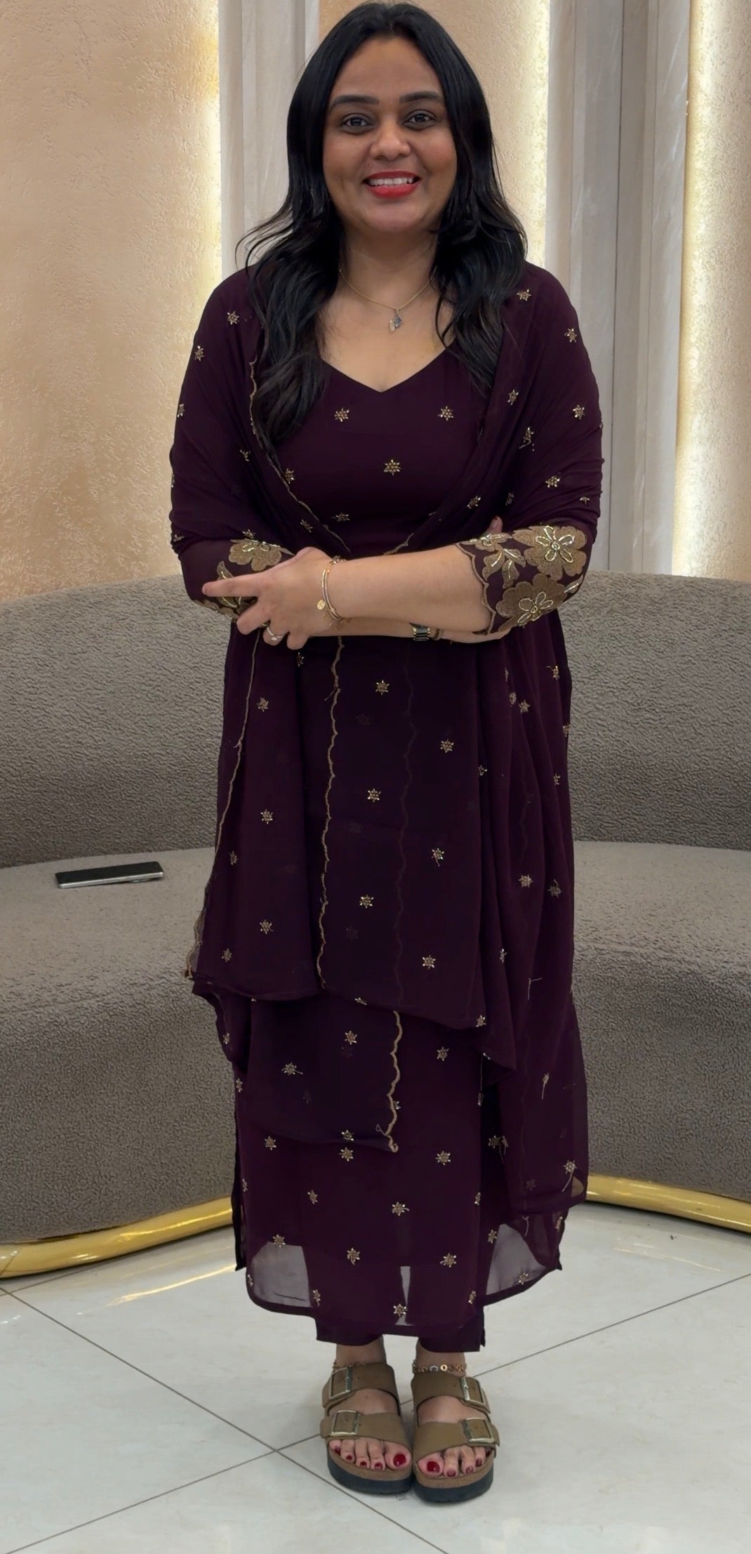 IHA'S IN-HOUSE GEORGETTE TOP,BOTTOM AND DUPATTA - IHA 32925