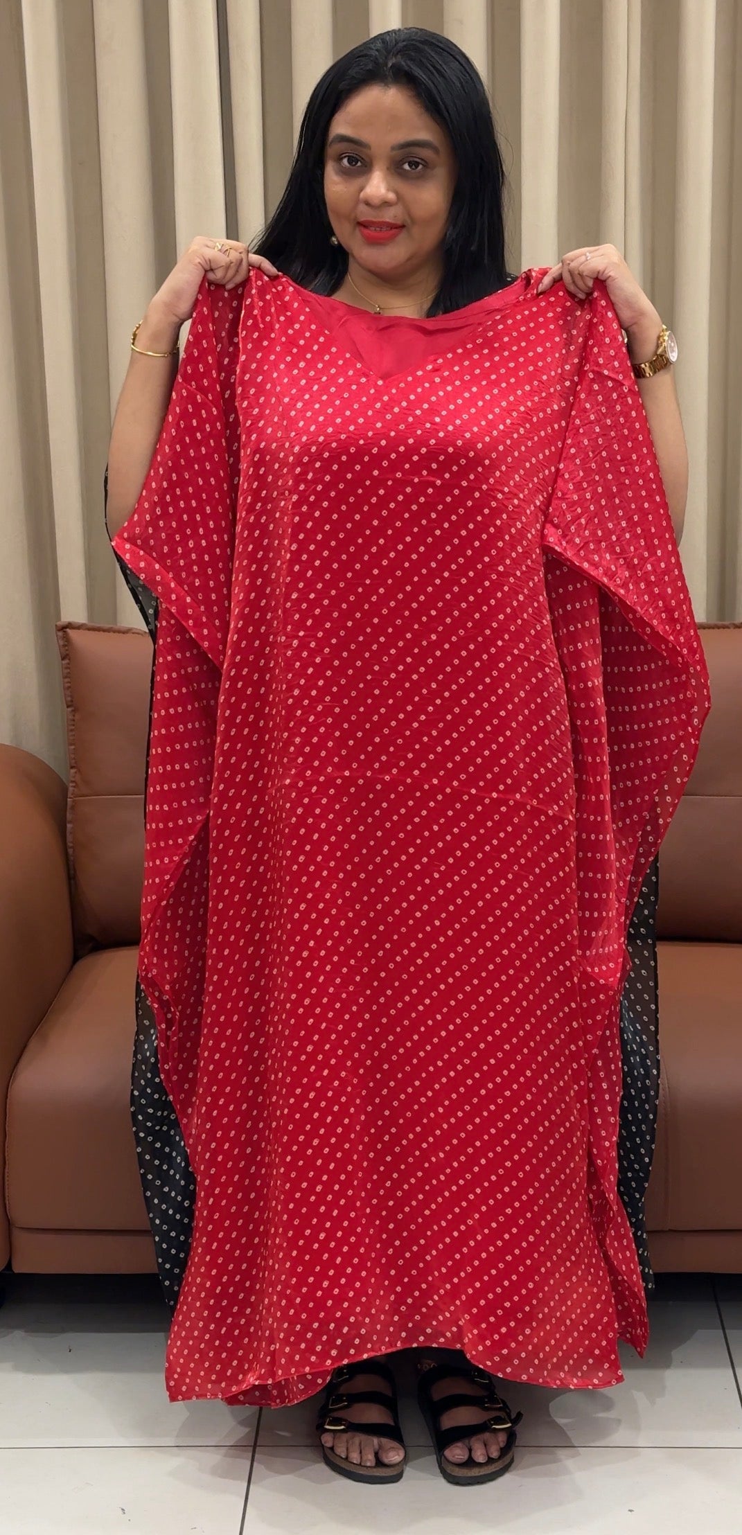 IHA'S IN-HOUSE BANDHEJ PRINTED KAFTAN TOPS - IHA 35404