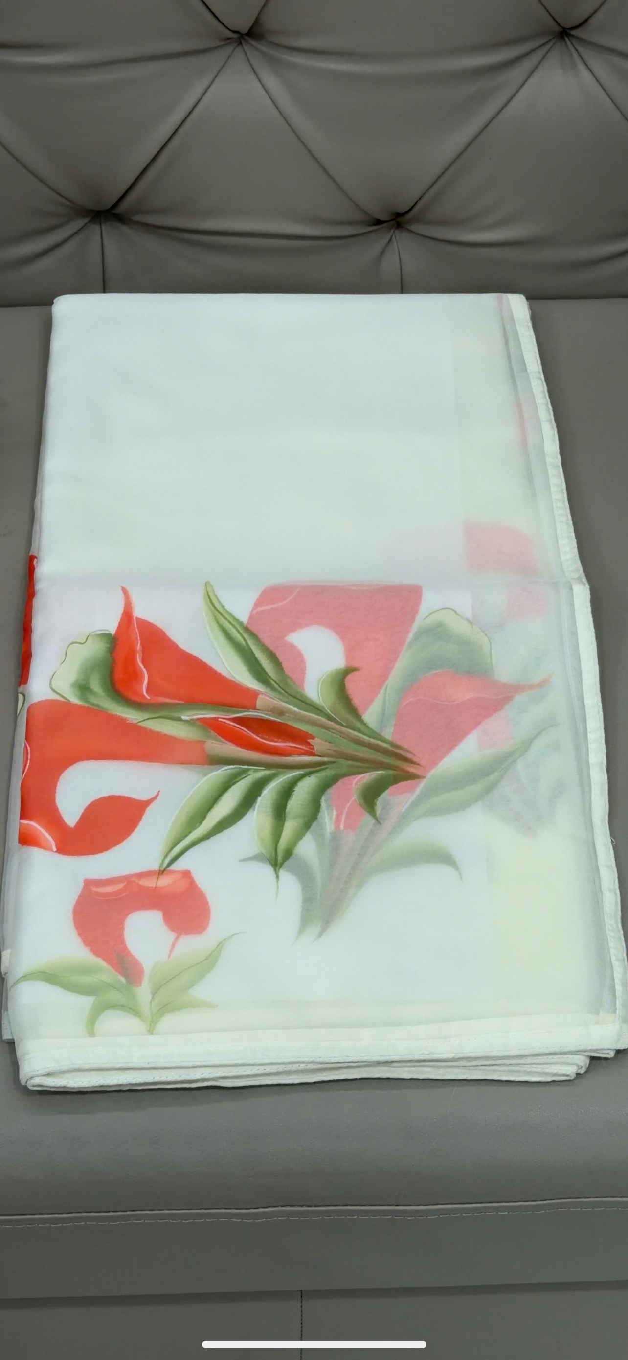 NYLON ORGANZA HAND PAINTED SAREES - IHA 28811