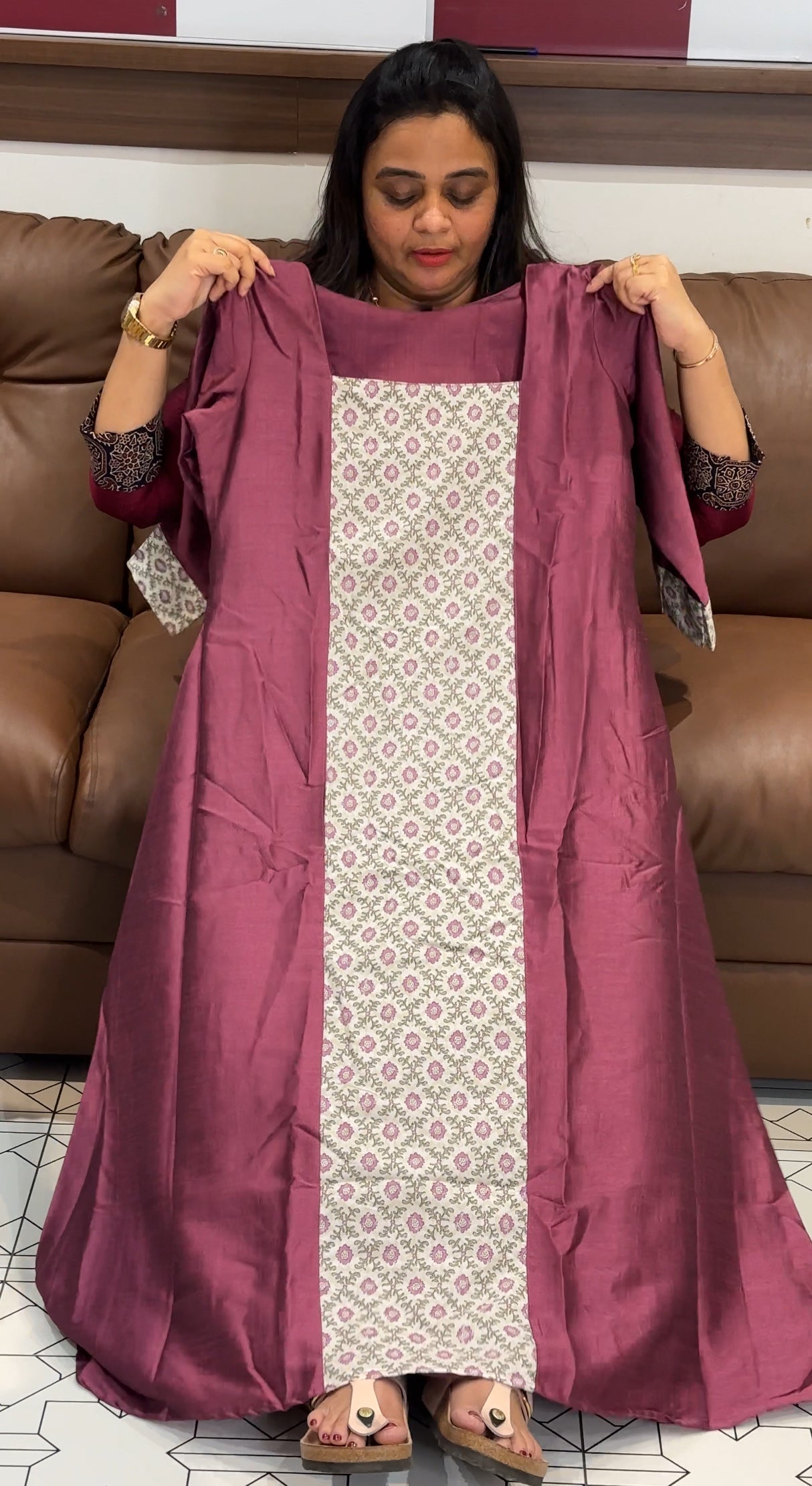 SEMI RAW SILK ALINE TOPS - IHA 27830