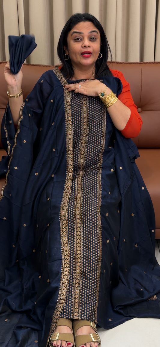 SEMI SILK UNSTITCHED SALWAR SUITS - IHA 33747