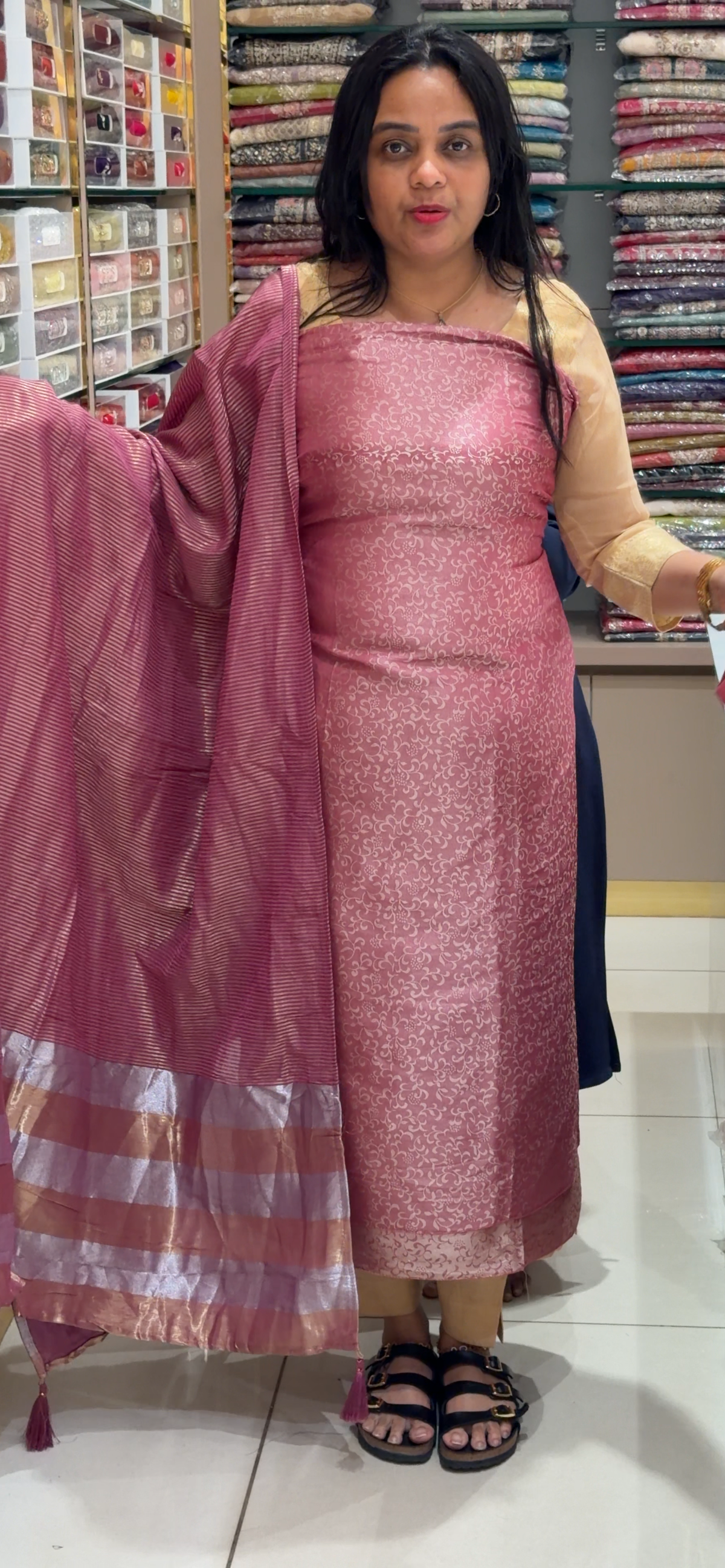 SEMI SILK UNSTITCHED SALWAR SUITS - IHA 35320