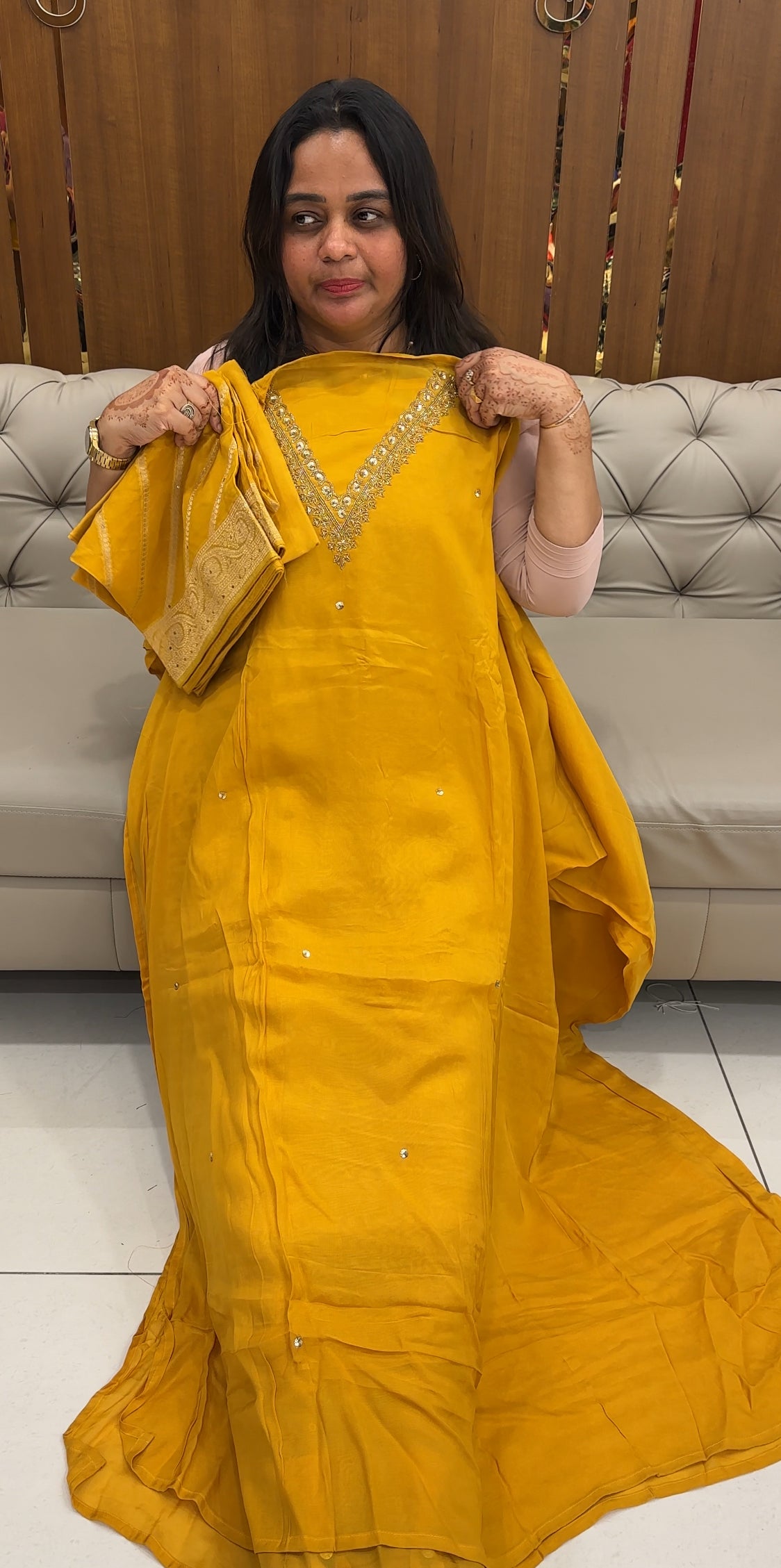VISCOSE ORGANZA UNSTITCHED SALWAR SUITS - IHA 27488